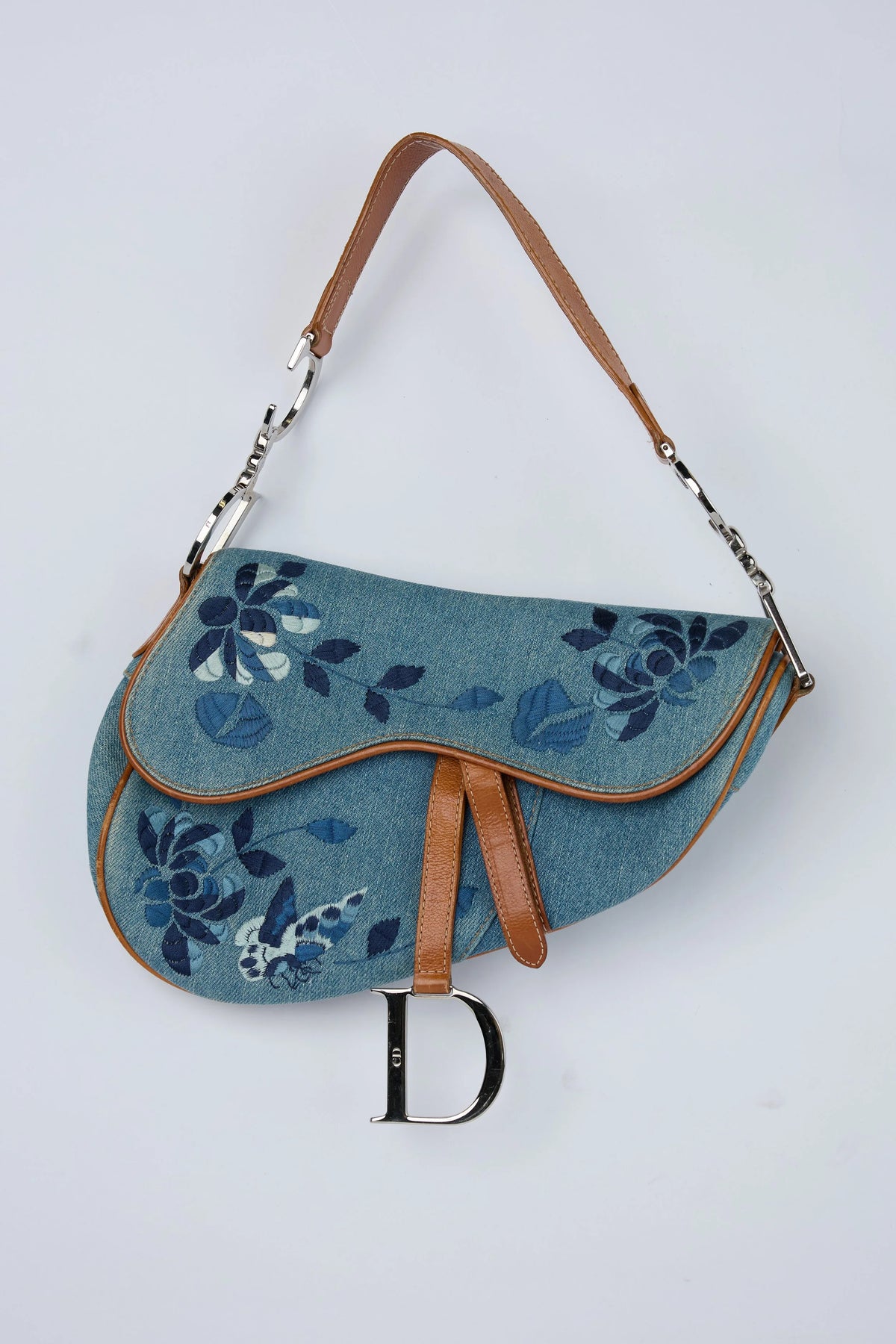 DIOR DENIM EMBROIDERED SADDLE