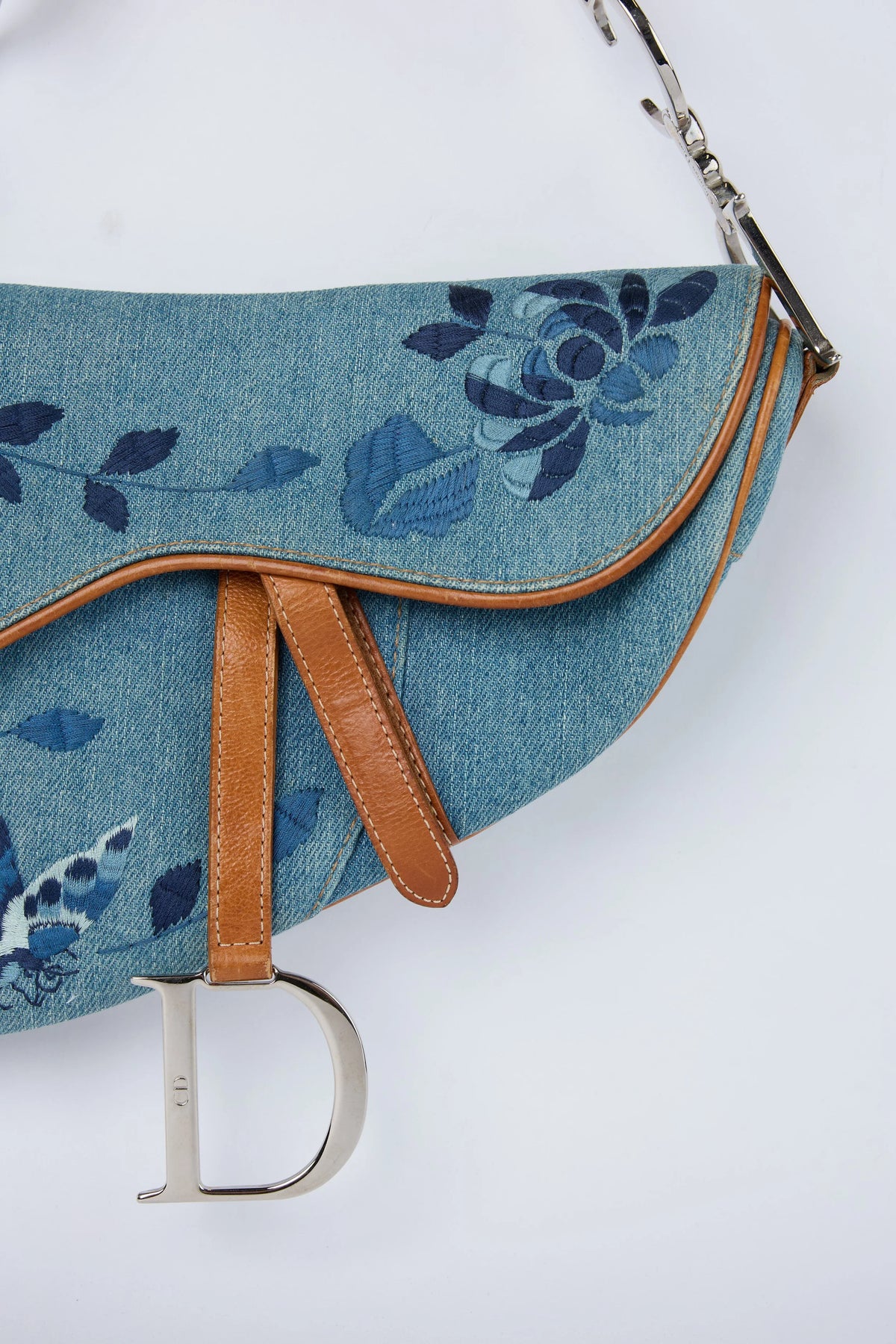 DIOR DENIM EMBROIDERED SADDLE