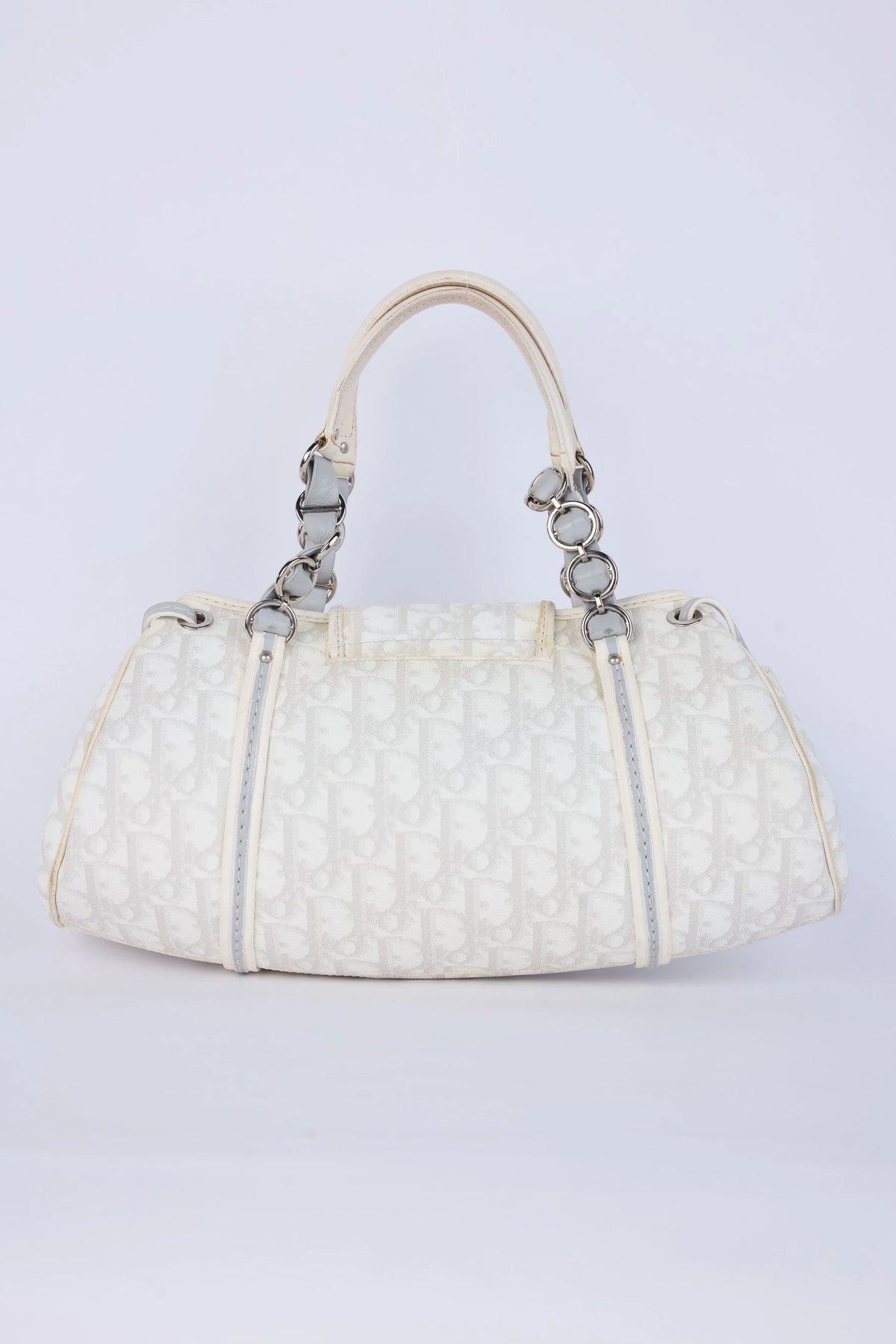 DIOR GREY OBLIQUE CANVAS SMALL  ROMANTIQUE HEARTLOCK FLAP  SHOULDER BAG