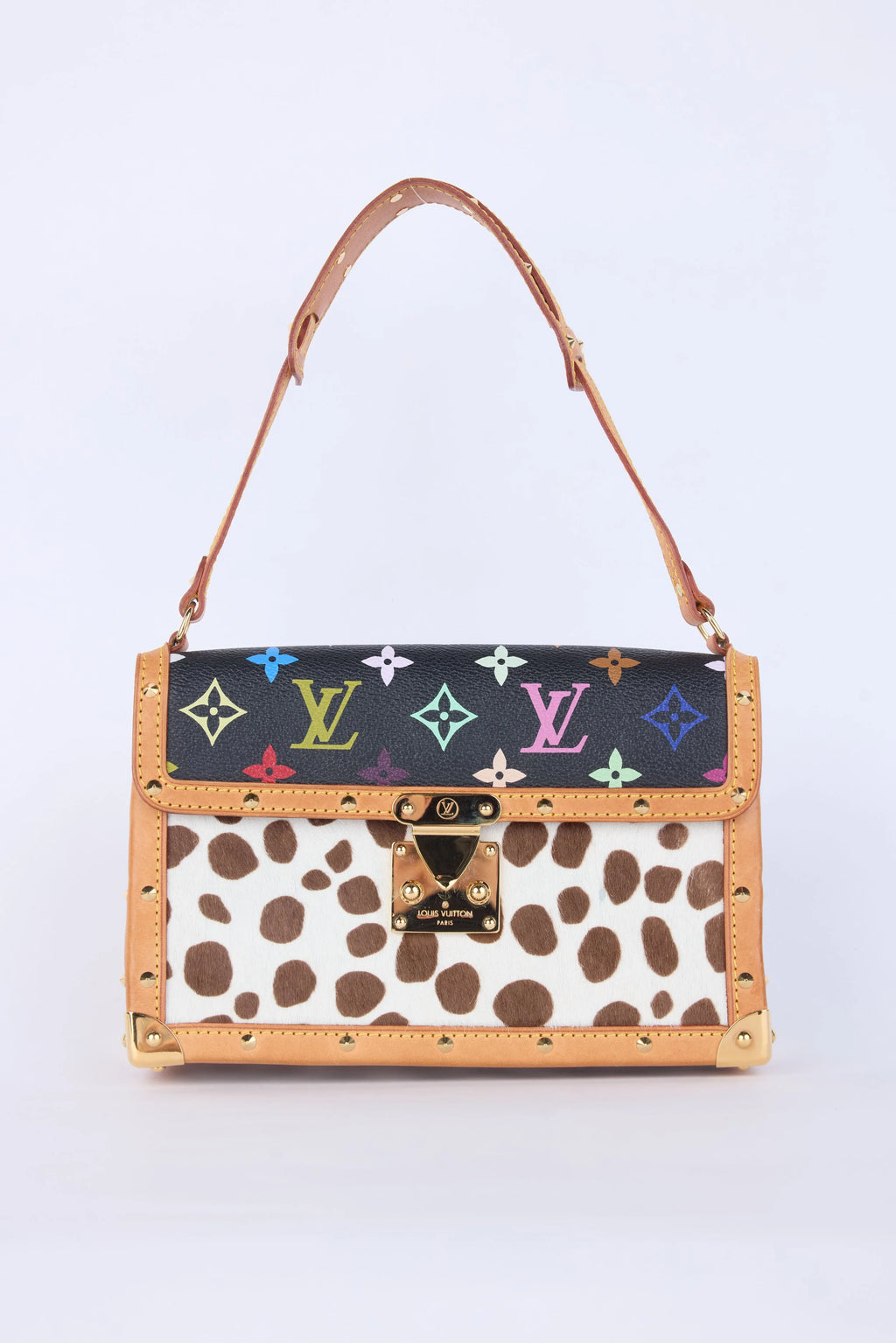 RARE LOUIS VUITTON BLACK  MULTICOLOR  MONOGRAM DALMATIAN SAC RABAT