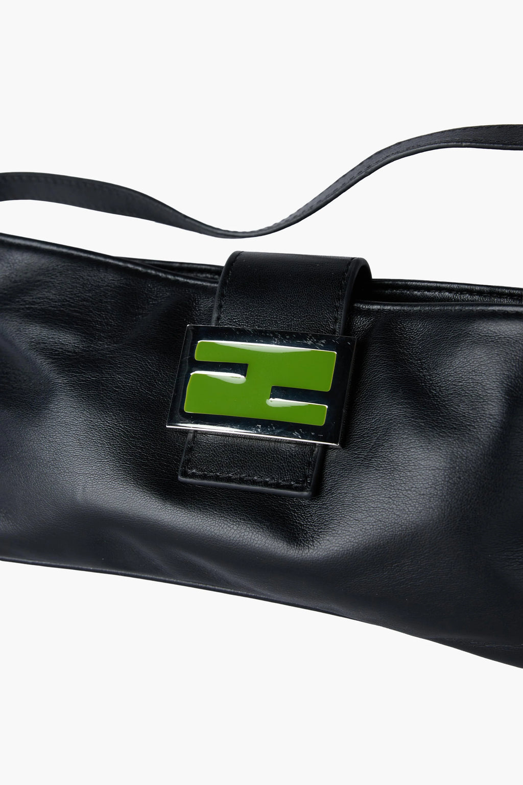 Fendi Black Leather Baguette Crossbody