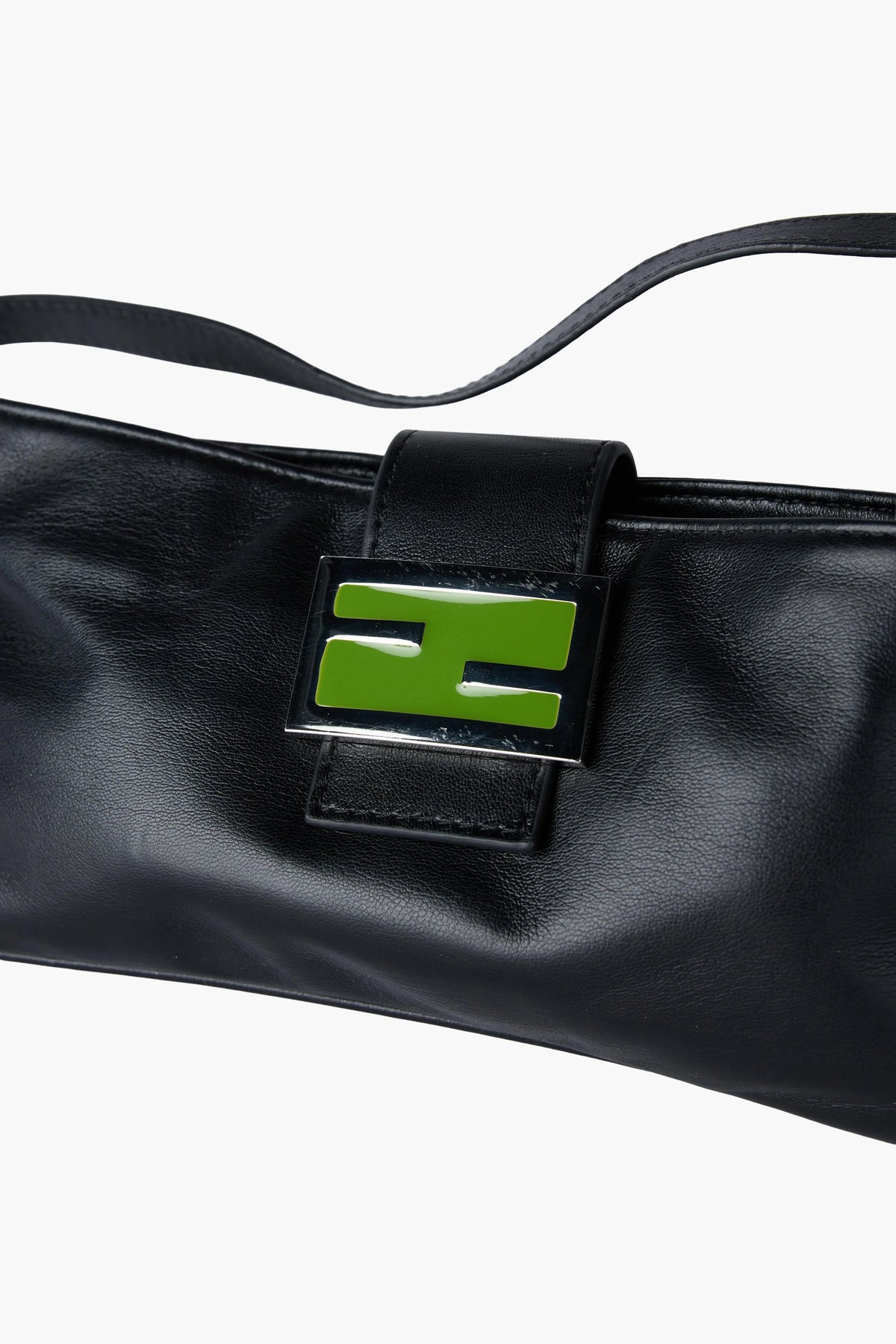 Fendi Black Leather Baguette Crossbody