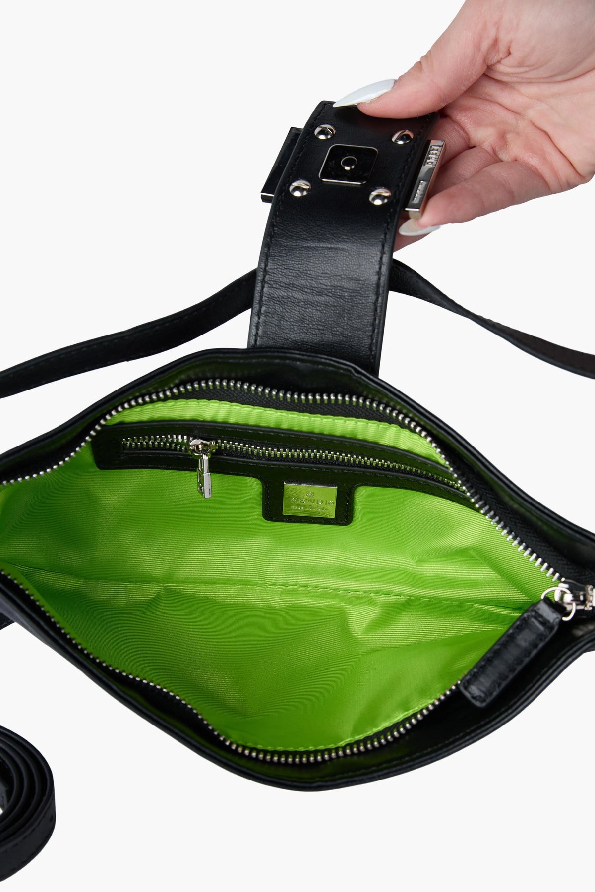 Fendi Black Leather Baguette Crossbody