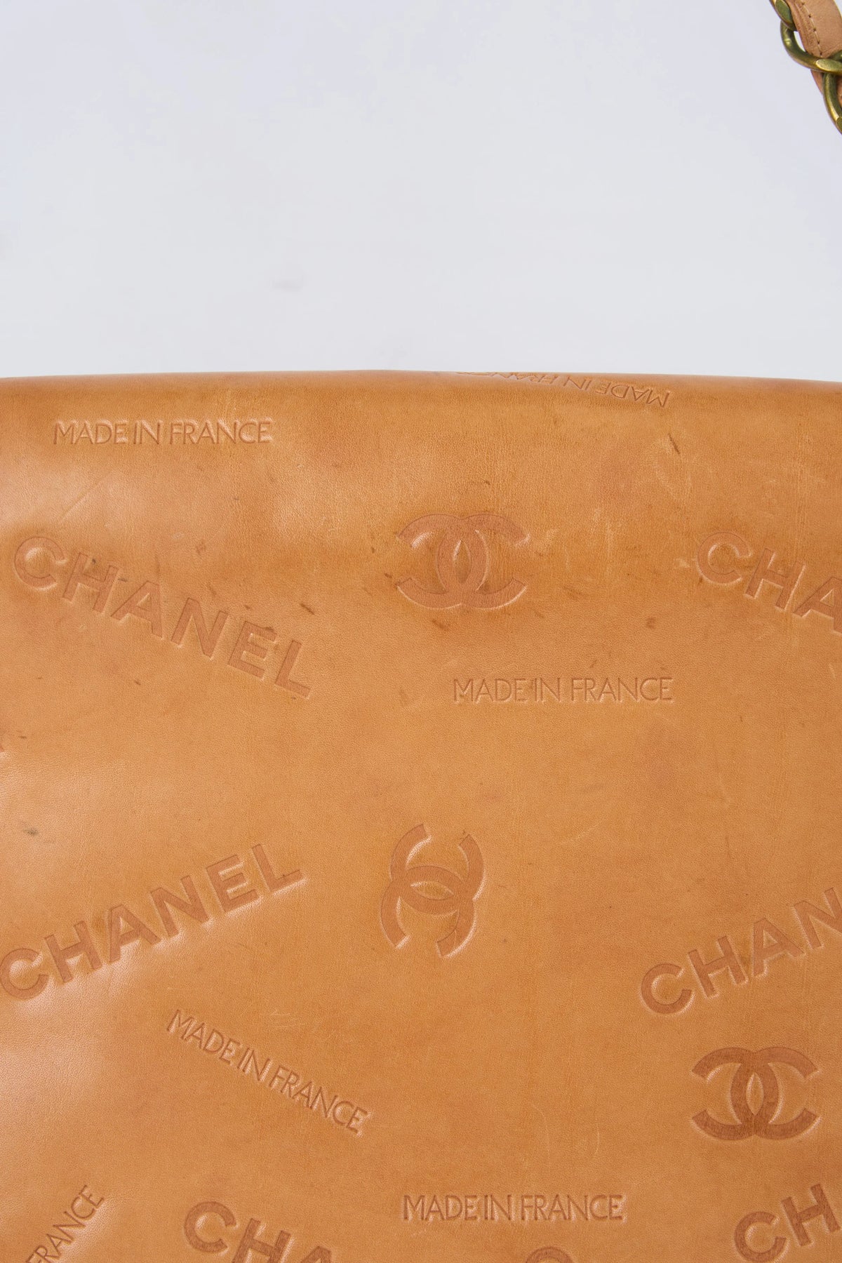 RARE CHANEL BROWN WHIPSTITCHED FLAP