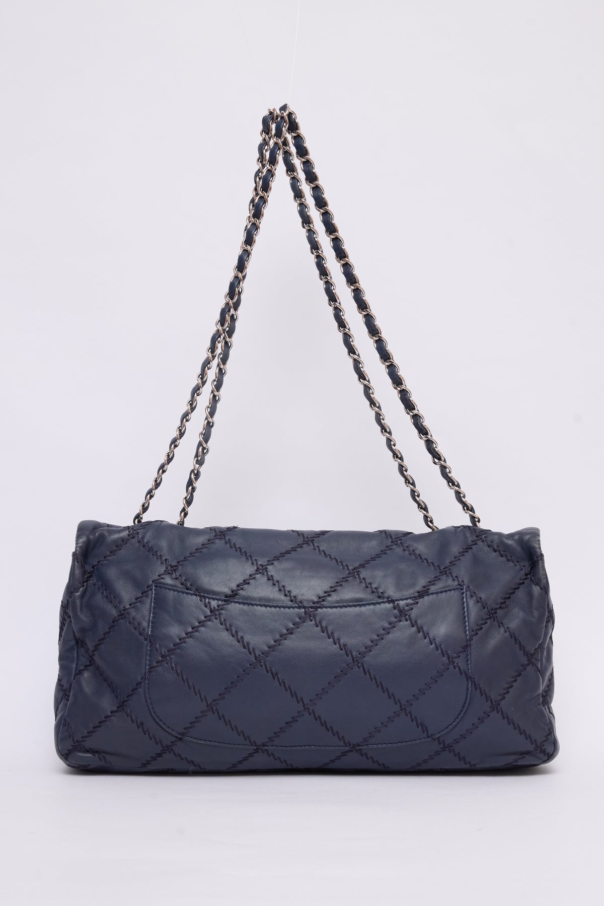 CHANEL NAVY BLUE STITCH FLAP
