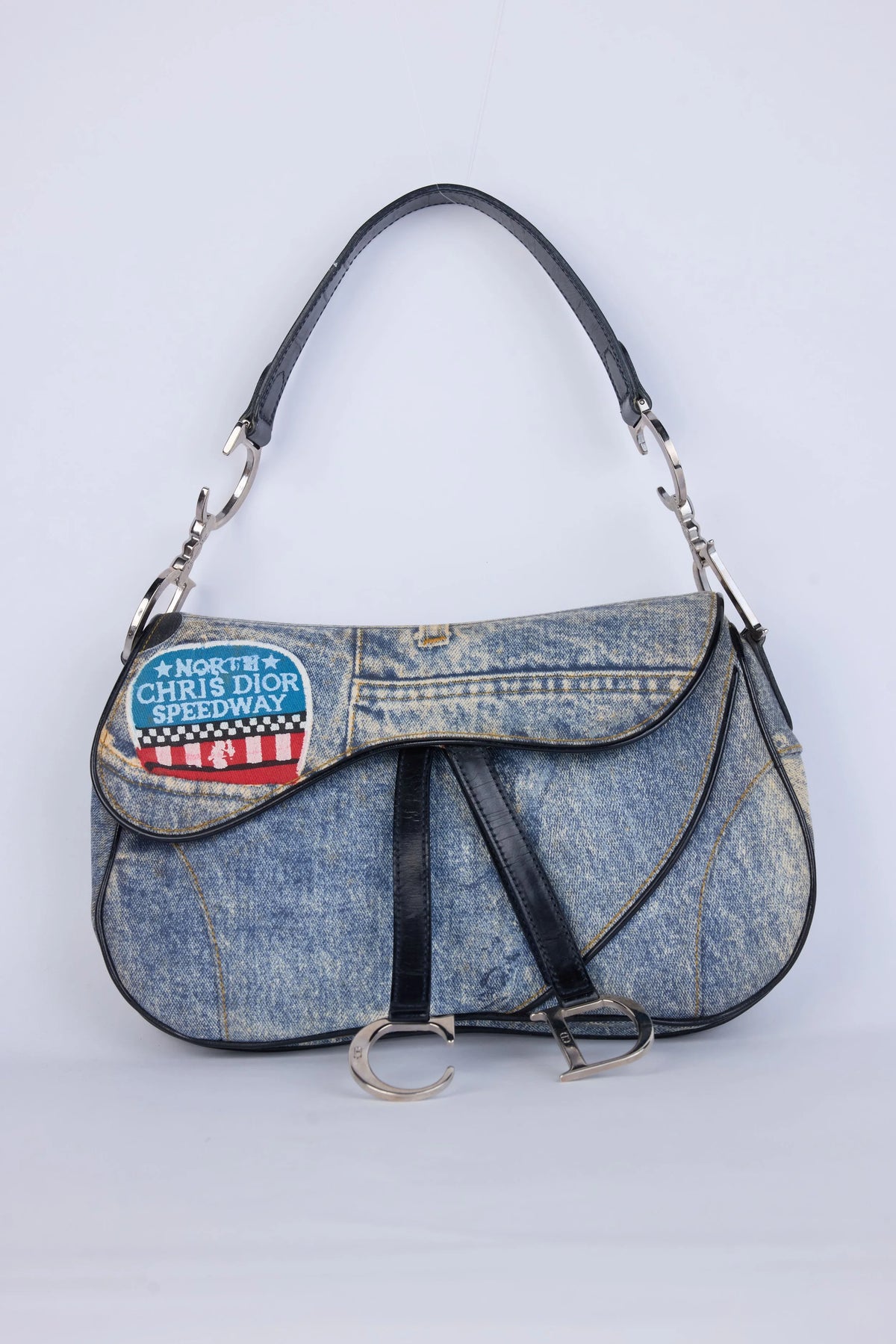DIOR DOUBLE SADDLE  SPEEDWAY PRINT DENIM