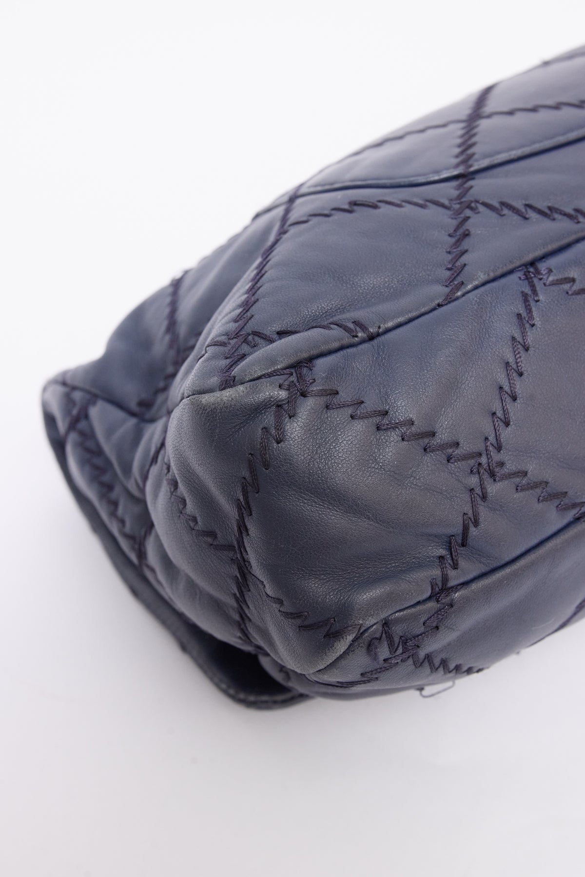 CHANEL NAVY BLUE STITCH FLAP