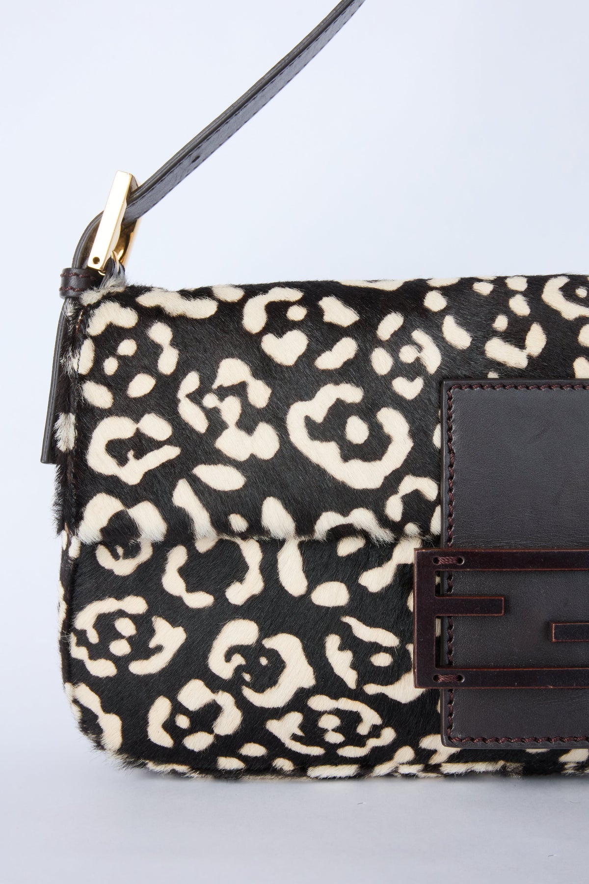 FENDI BLACK & WHITE LEOPARD PRINT BAGUETTE