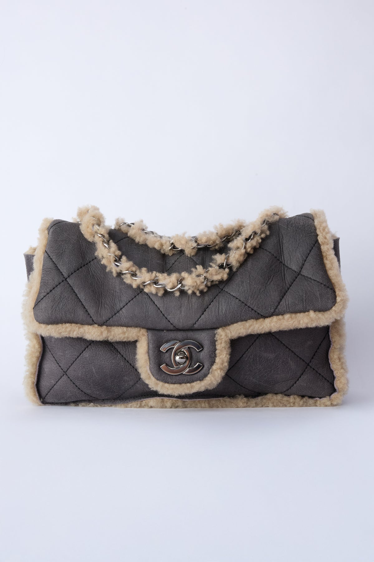 CHANEL SHEARLING LEATHER FLAP