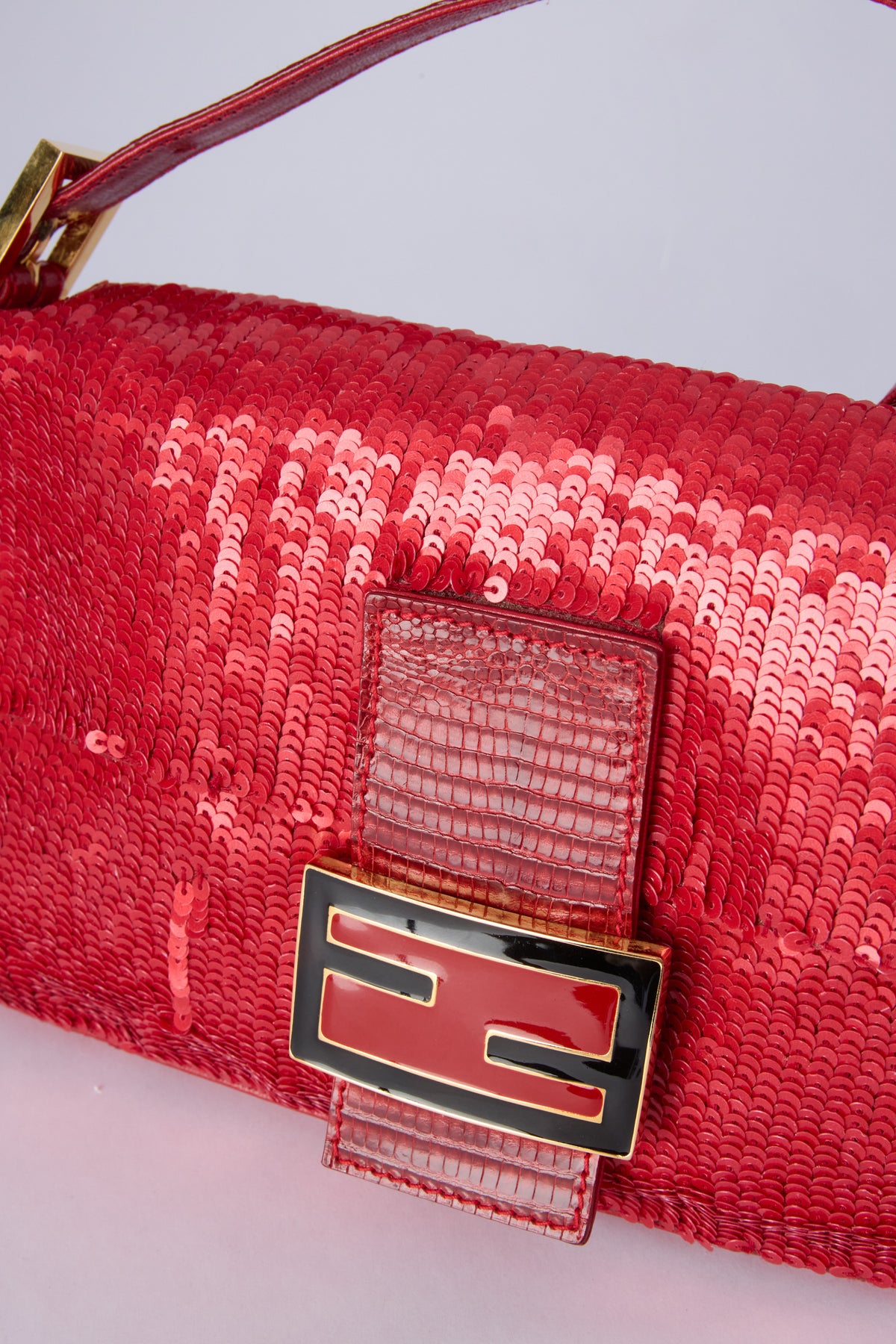 FENDI RED SEQUIN BAGUETTE
