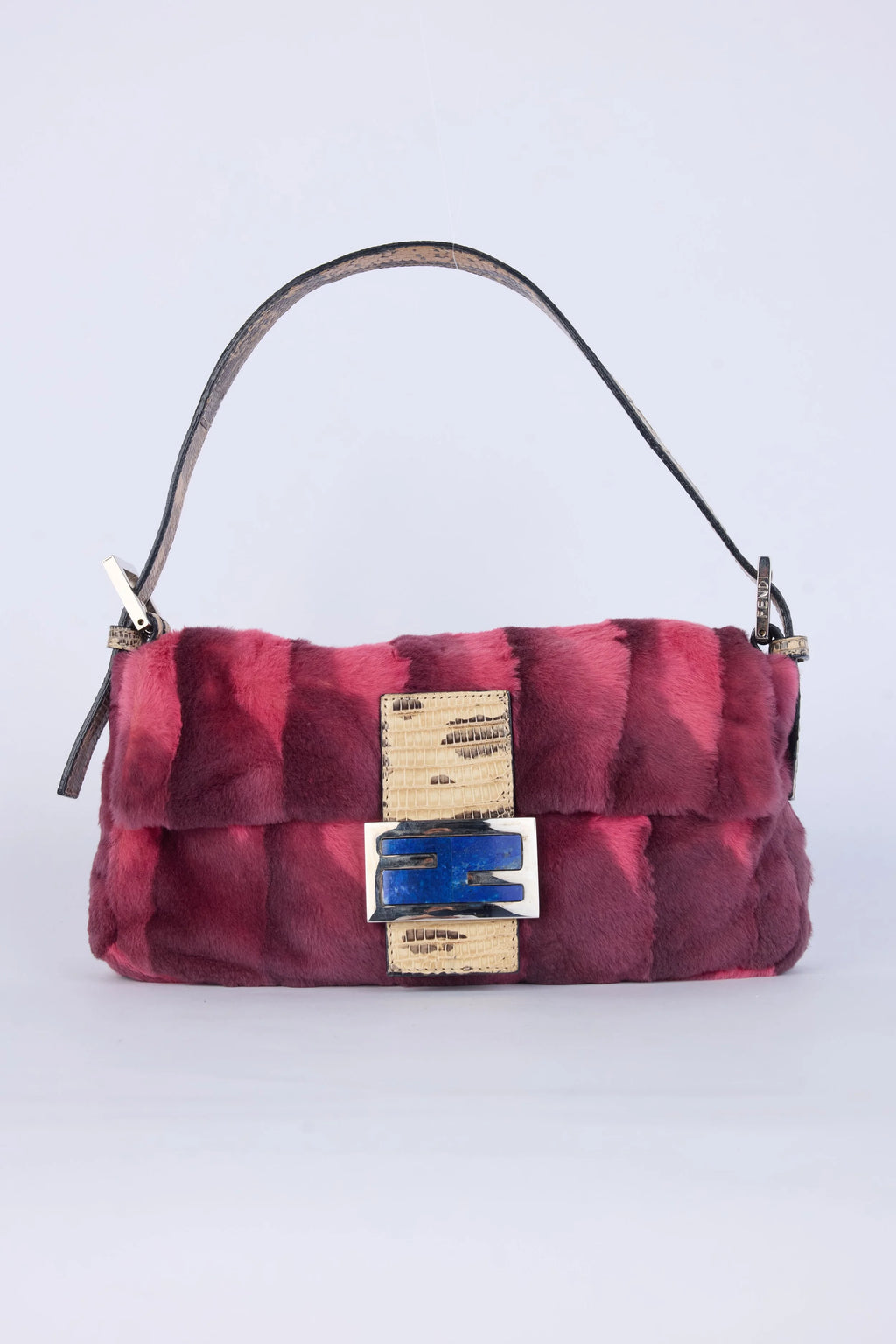 RARE FENDI ANGORA FUR & SNAKESKIN BAGUETTE