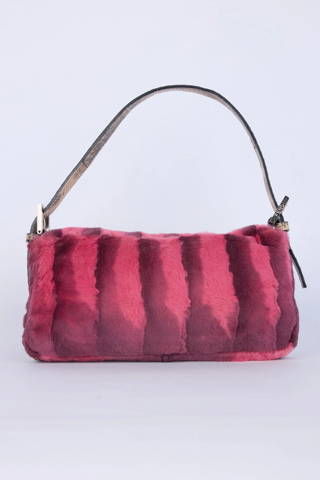 RARE FENDI ANGORA FUR & SNAKESKIN BAGUETTE