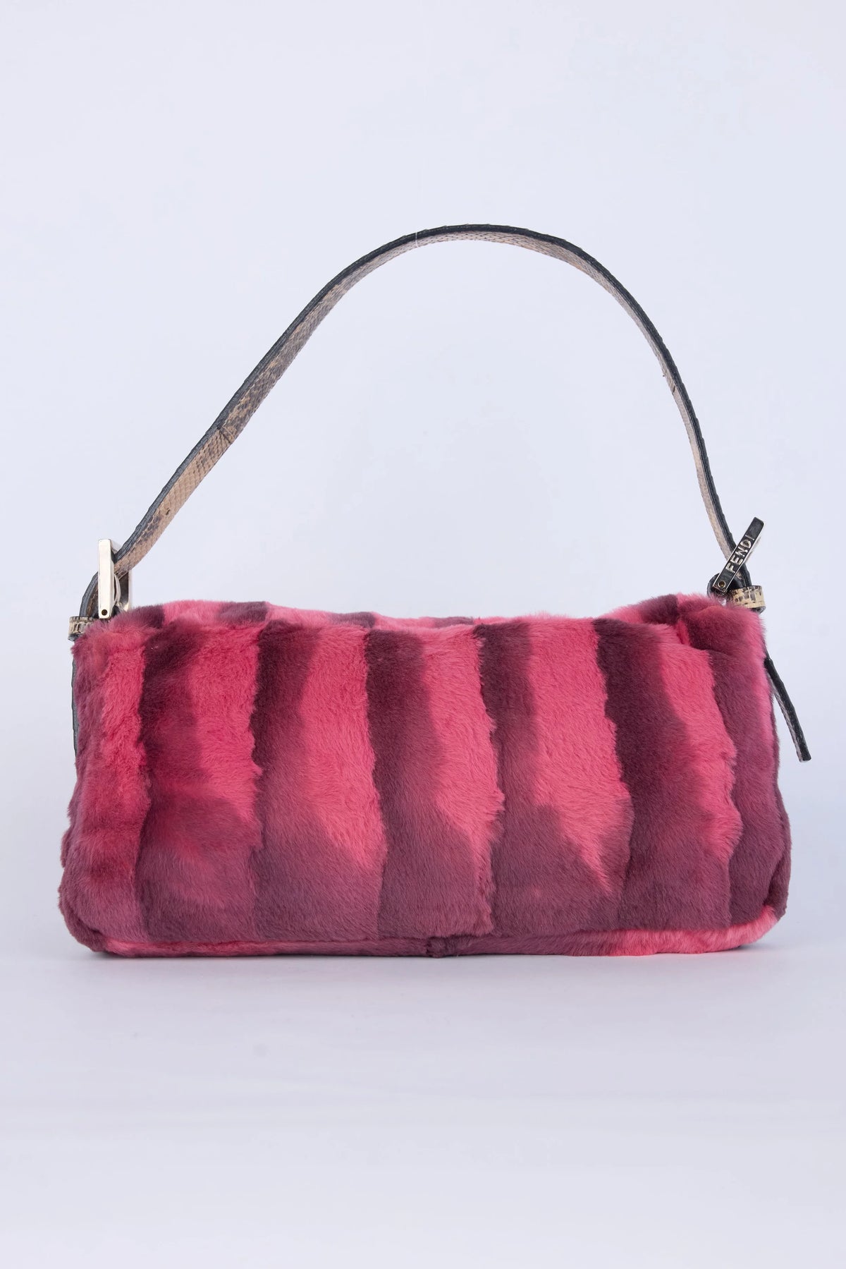 RARE FENDI ANGORA FUR & SNAKESKIN BAGUETTE