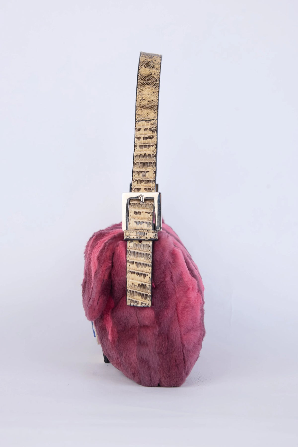 RARE FENDI ANGORA FUR & SNAKESKIN BAGUETTE