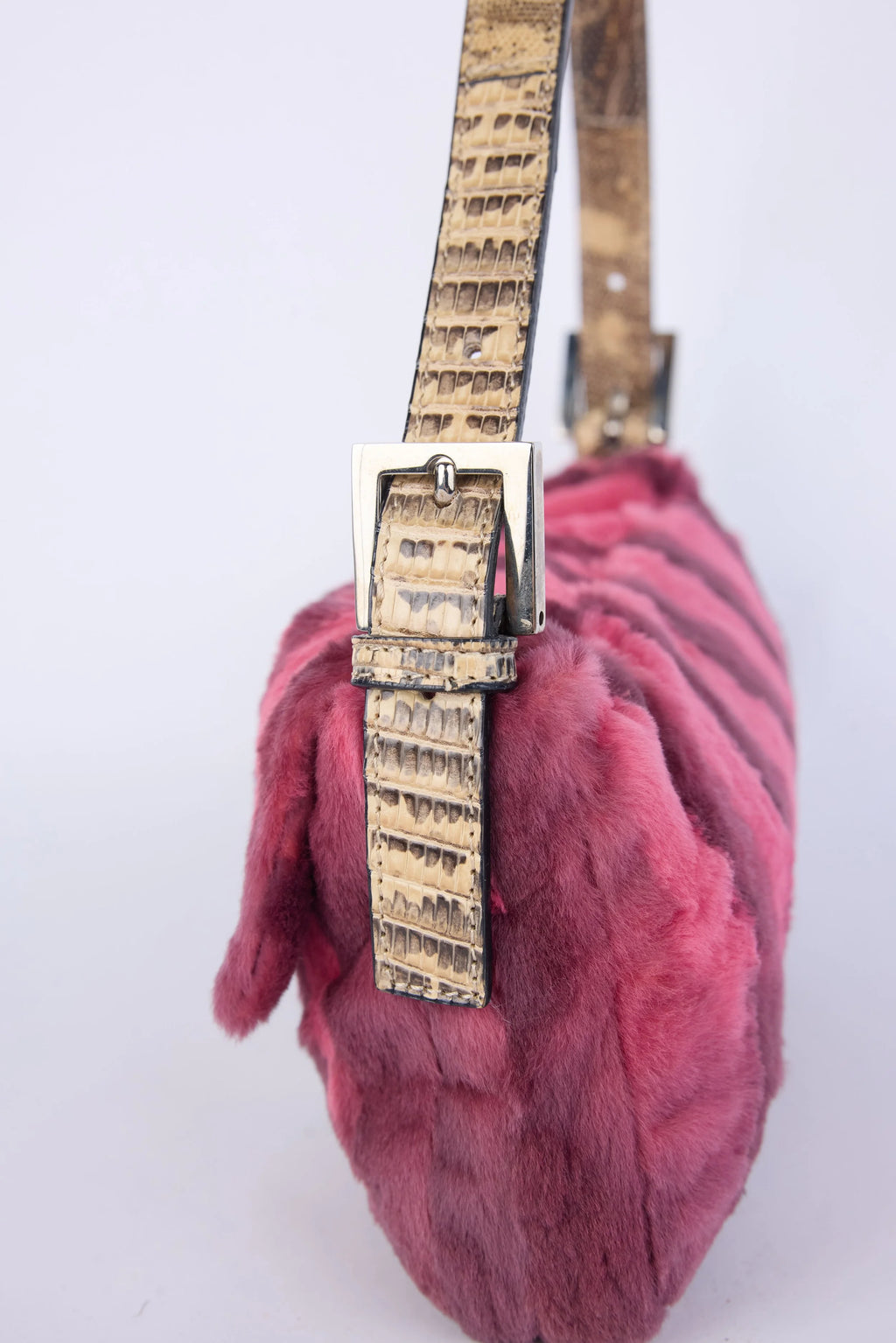 RARE FENDI ANGORA FUR & SNAKESKIN BAGUETTE