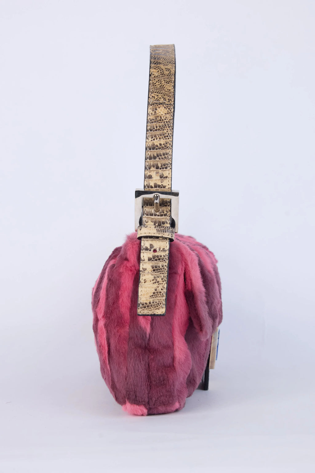 RARE FENDI ANGORA FUR & SNAKESKIN BAGUETTE