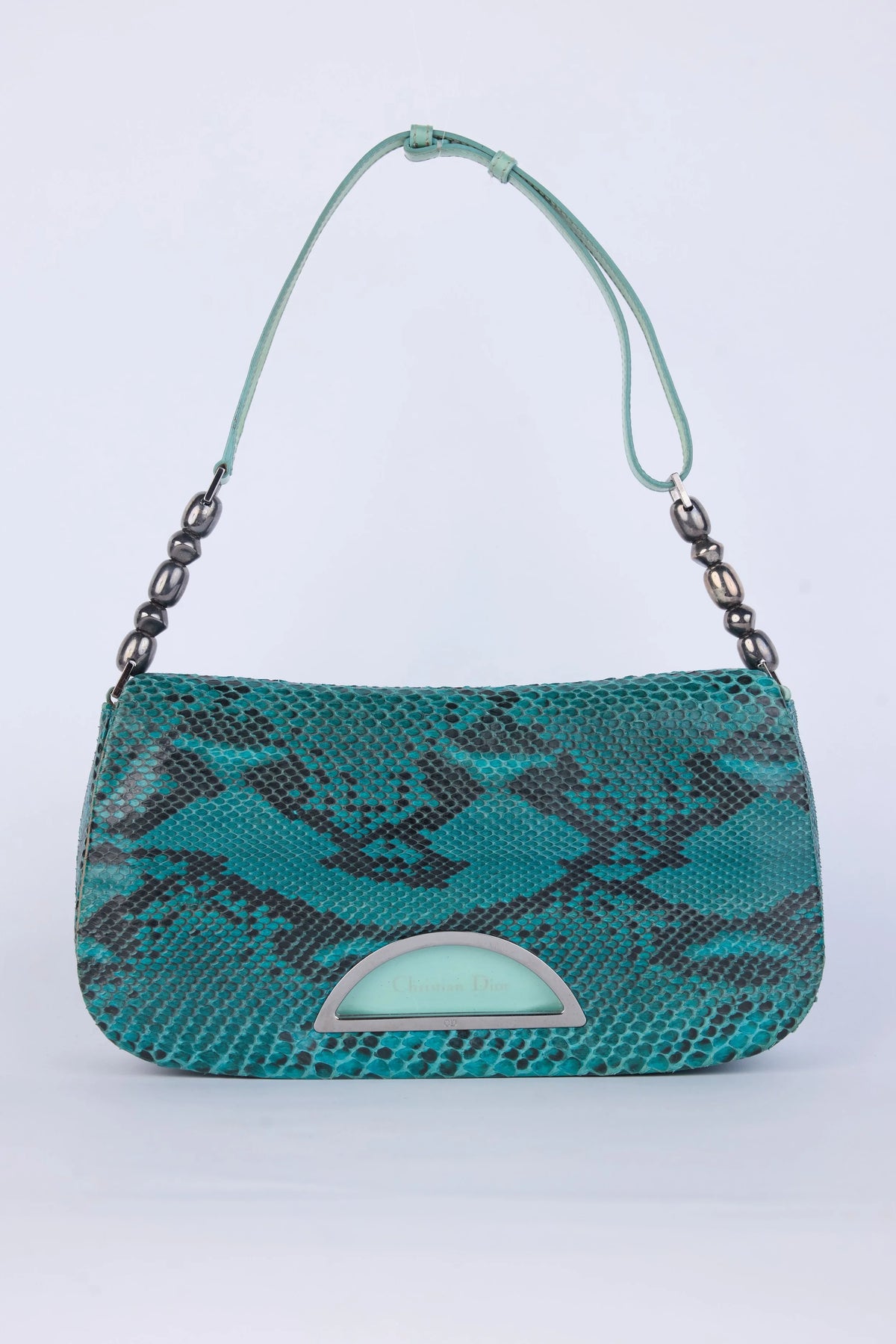 DIOR TEAL PYTHON MALICE SHOULDER BAG