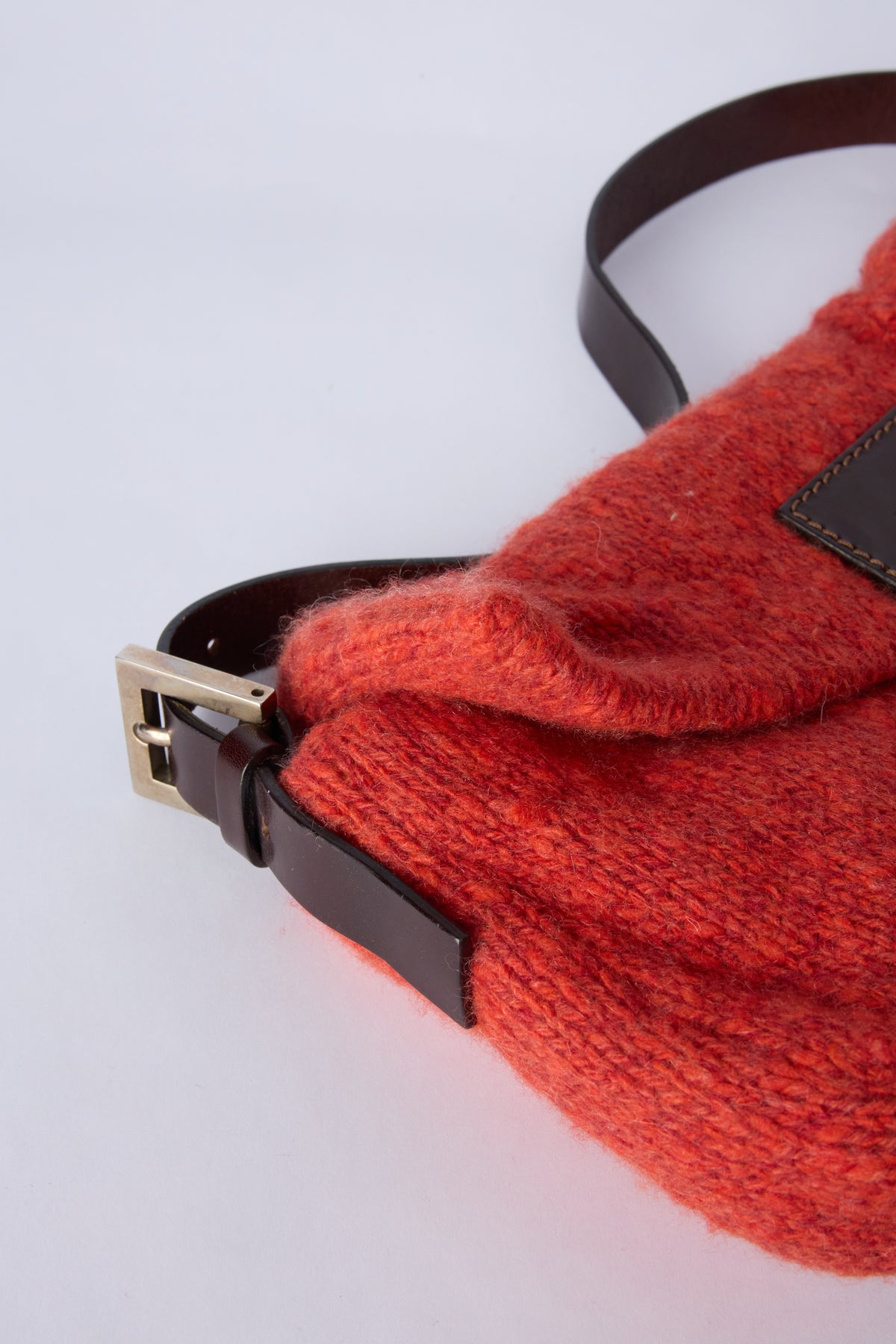 FENDI RED KNIT BAGUETTE