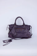 BALENCIAGA PURPLE  MOTOCROSS CLASSIC CITY SHOULDER BAG