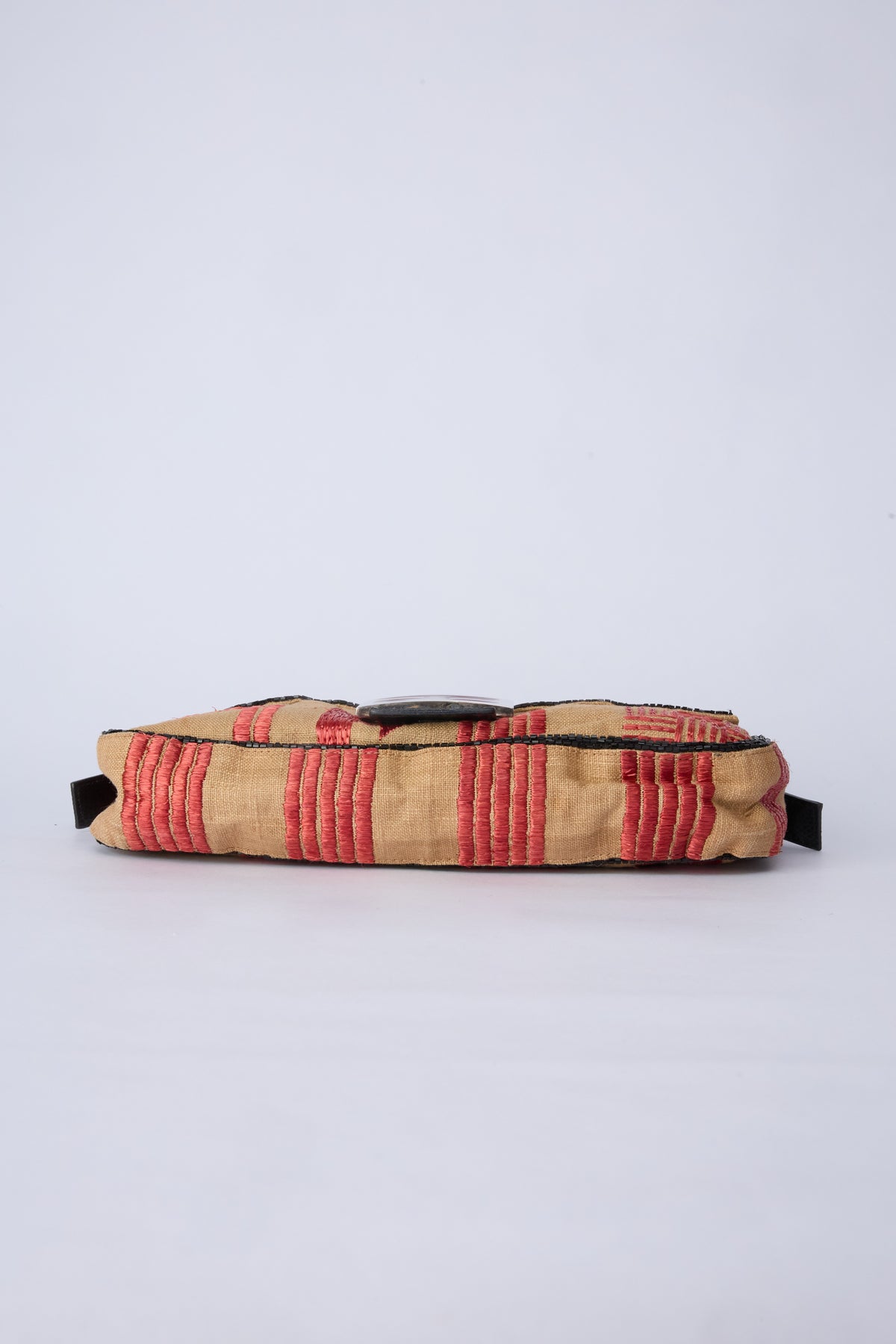 FENDI RAFFIA BEADED BAGUETTE