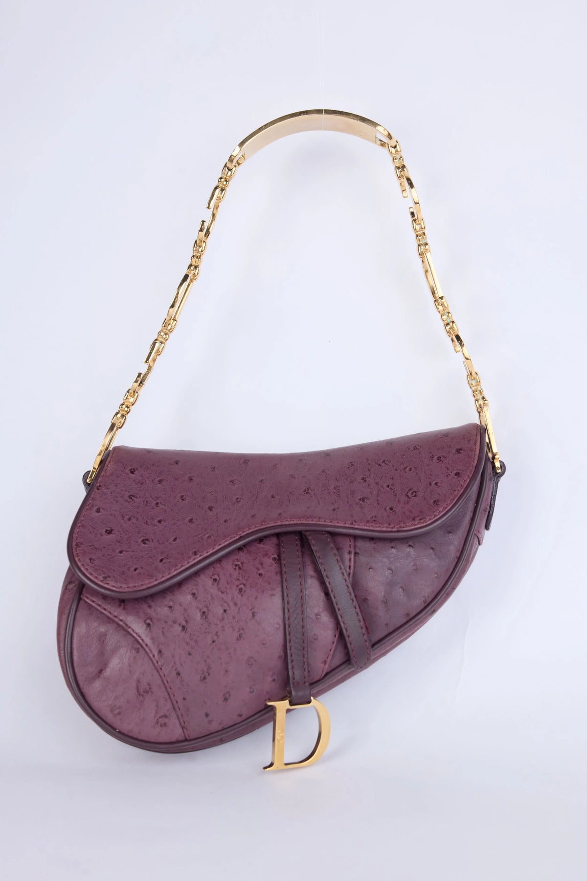 RARE DIOR OSTRICH PURPLE MINI SADDLE