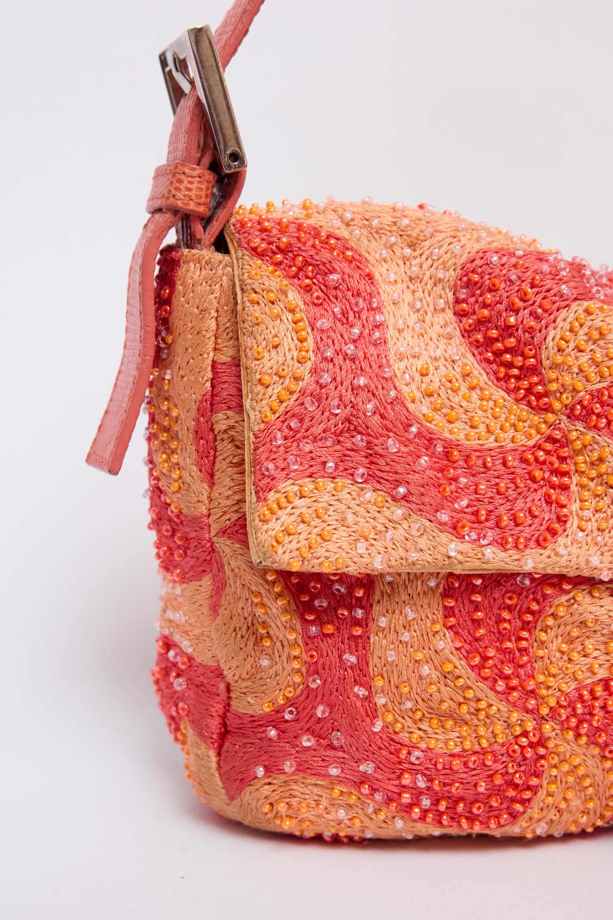 FENDI ORANGE SWIRL BEADED BAGUETTE