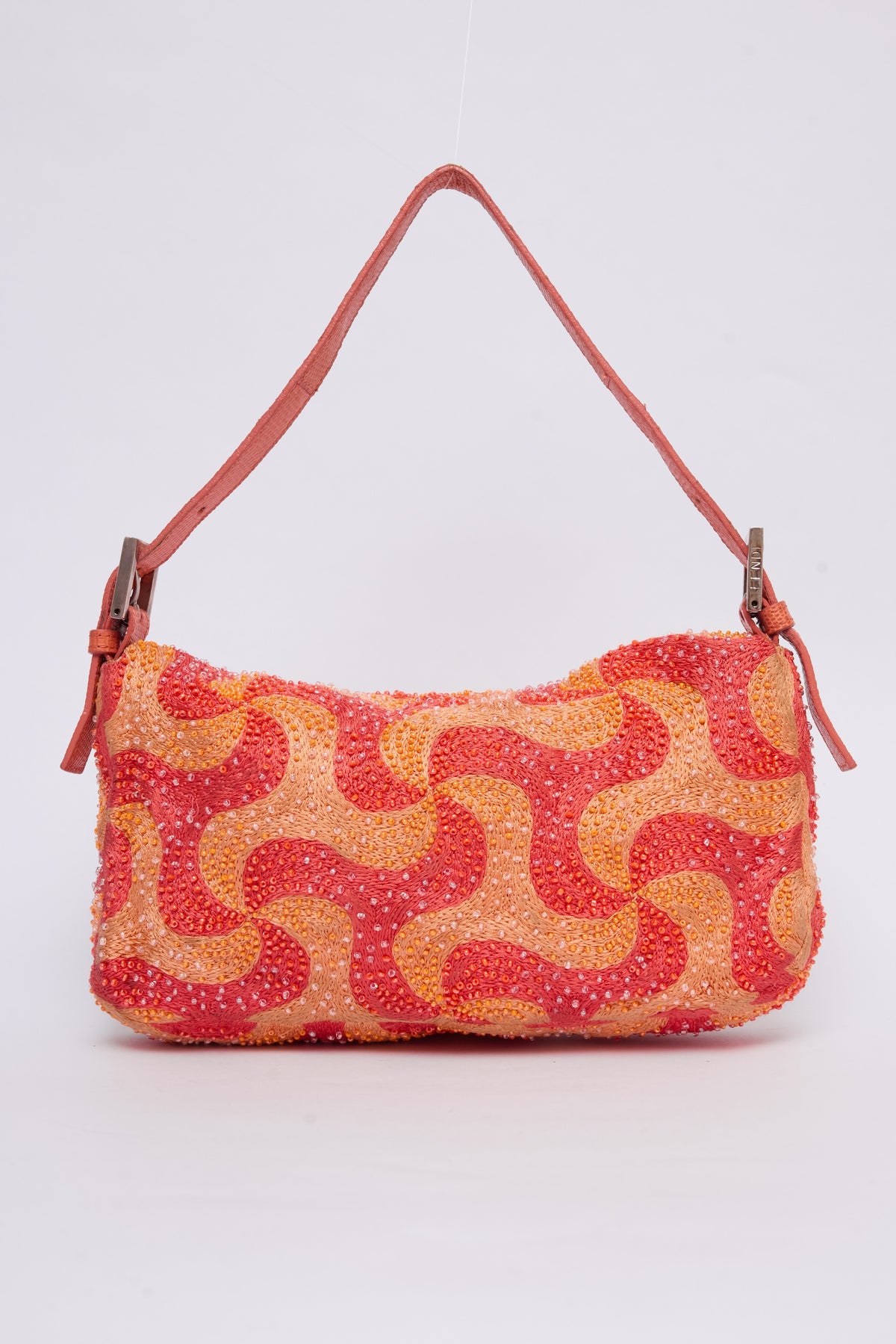 FENDI ORANGE SWIRL BEADED BAGUETTE