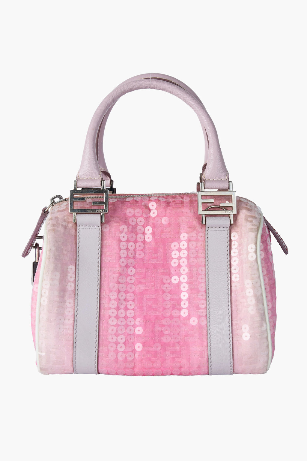 Fendi Sequin-Embellished Zucchino Boston Bag