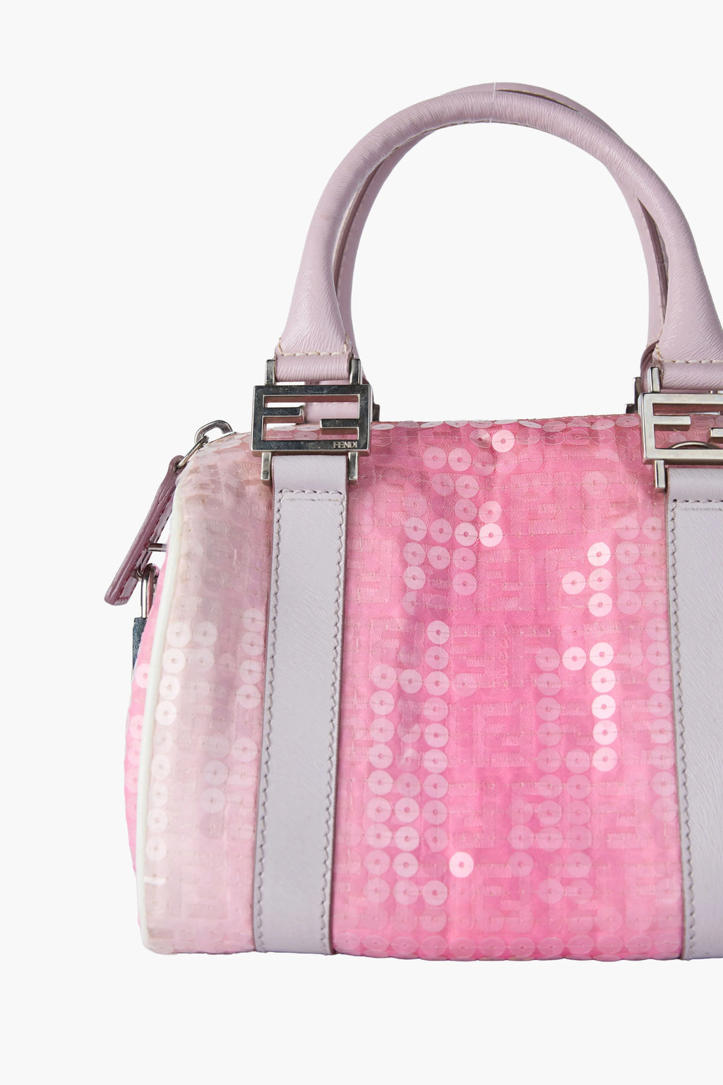 Fendi Sequin-Embellished Zucchino Boston Bag