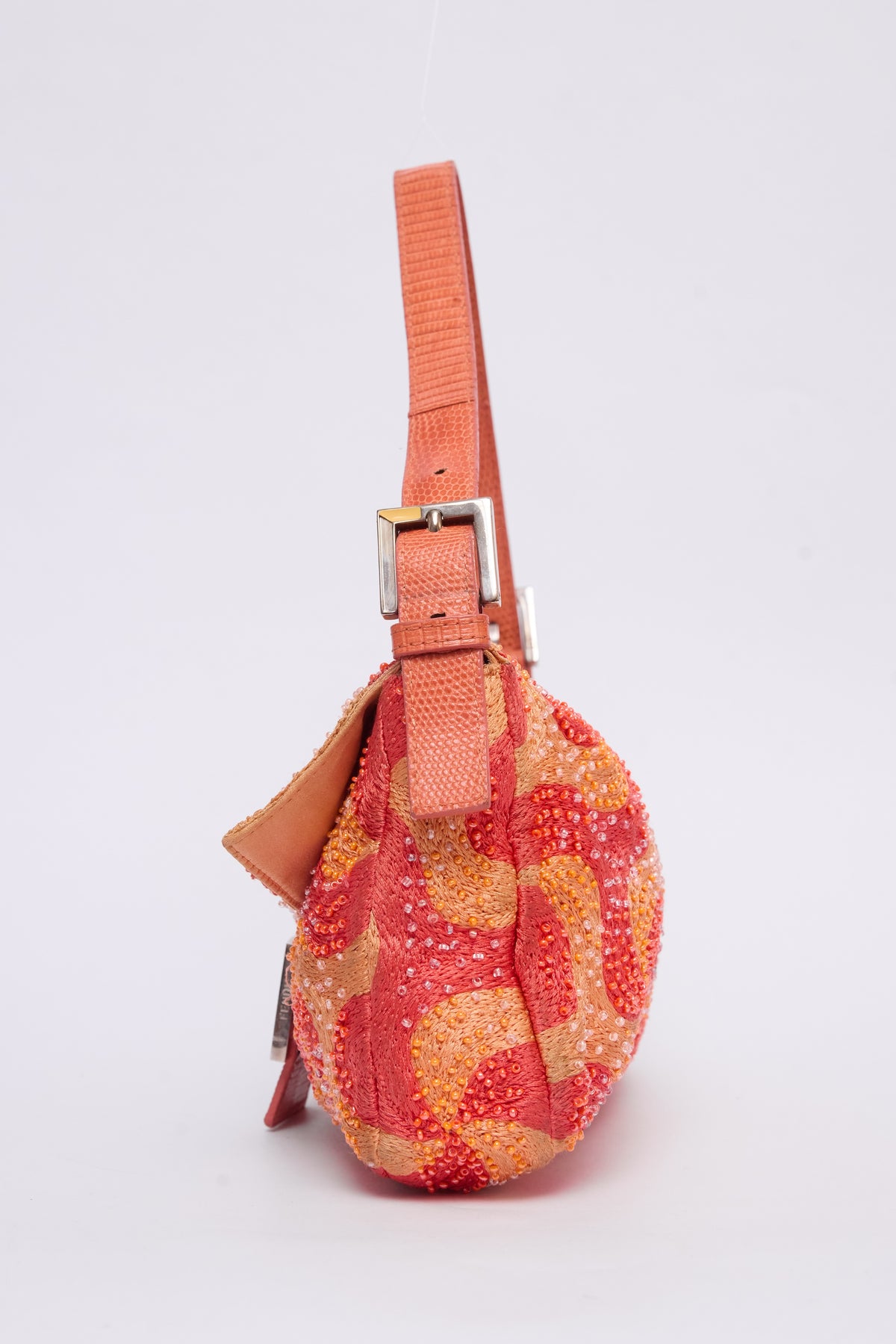 FENDI ORANGE SWIRL BEADED BAGUETTE