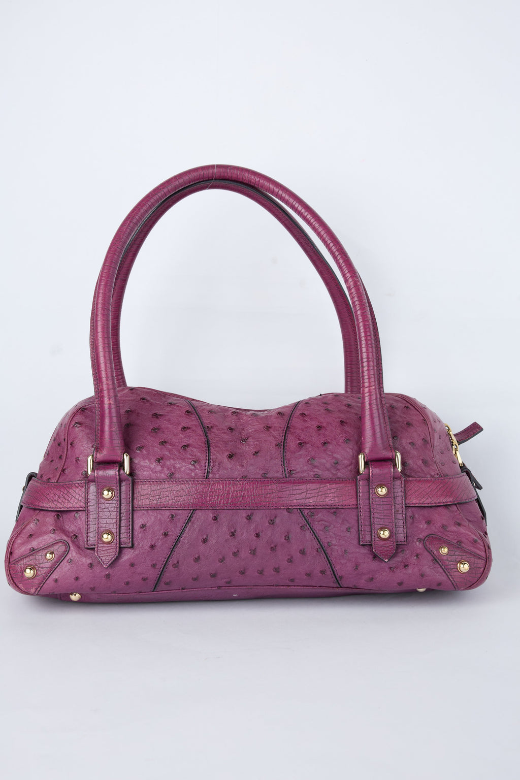 RARE GUCCI PURPLE OSTRICH HORSEBIT BAG