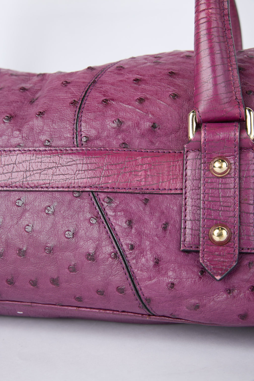 RARE GUCCI PURPLE OSTRICH HORSEBIT BAG
