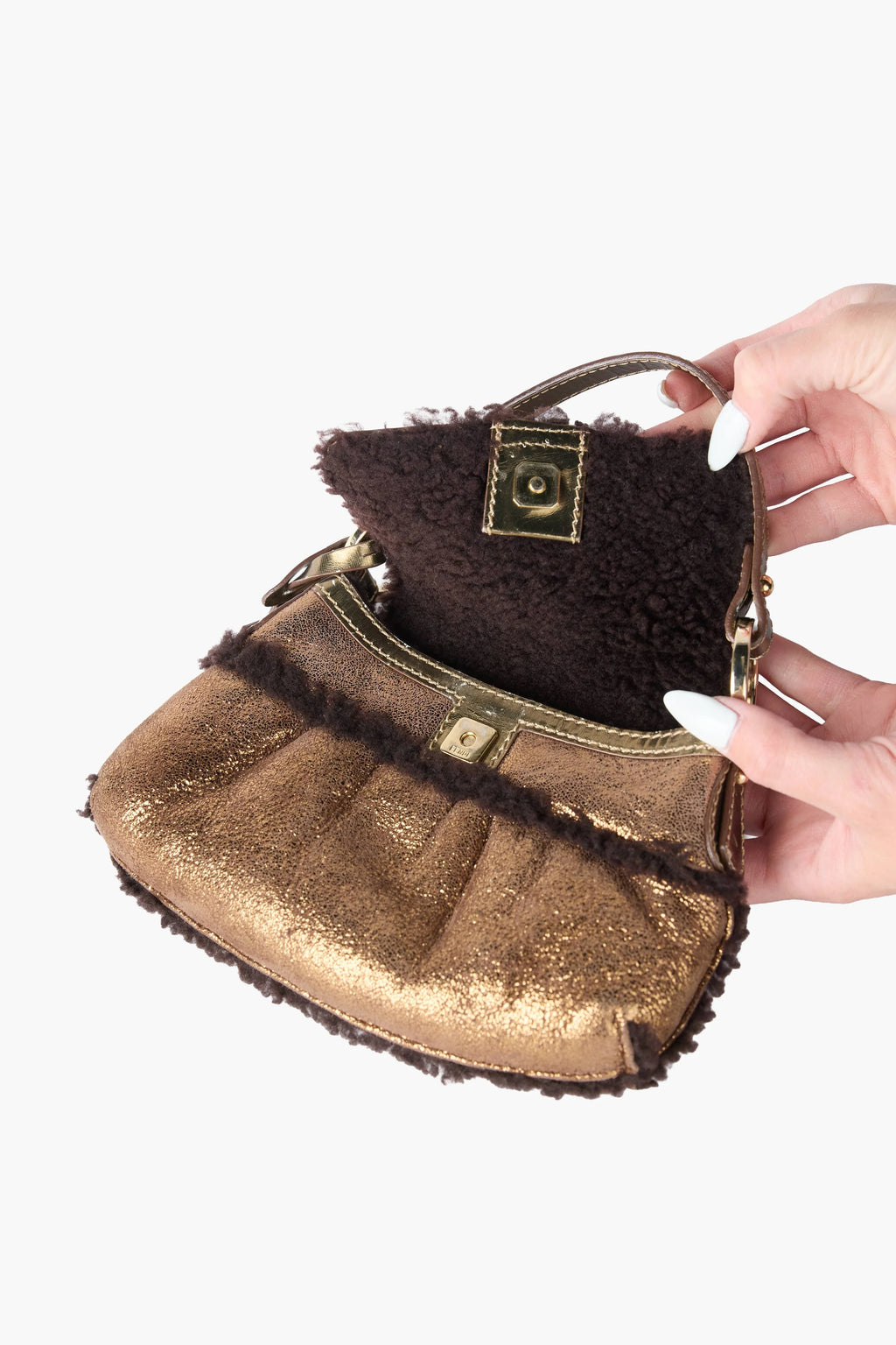 Fendi Bronze Shearling Mini Chef