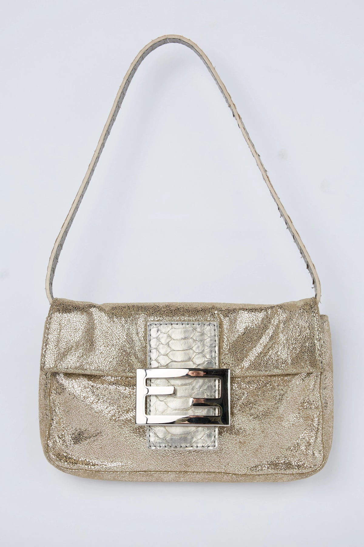 FENDI METALLIC GOLD MINI BAGUETTE