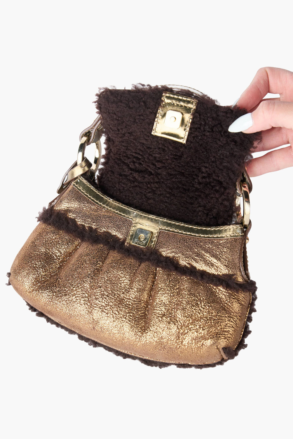 Fendi Bronze Shearling Mini Chef