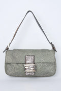 FENDI SILVER PEBBLED BAGUETTE