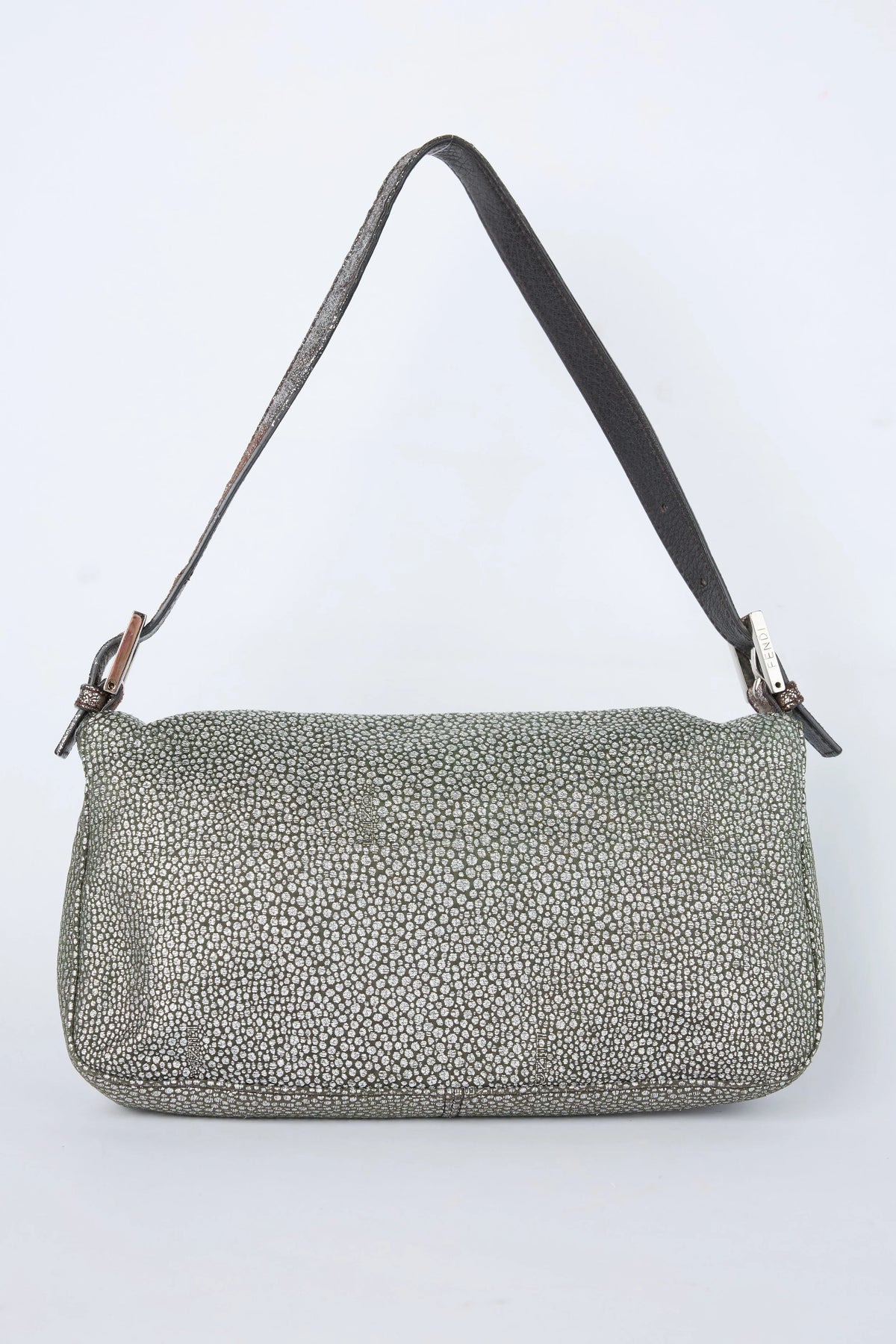 FENDI SILVER PEBBLED BAGUETTE