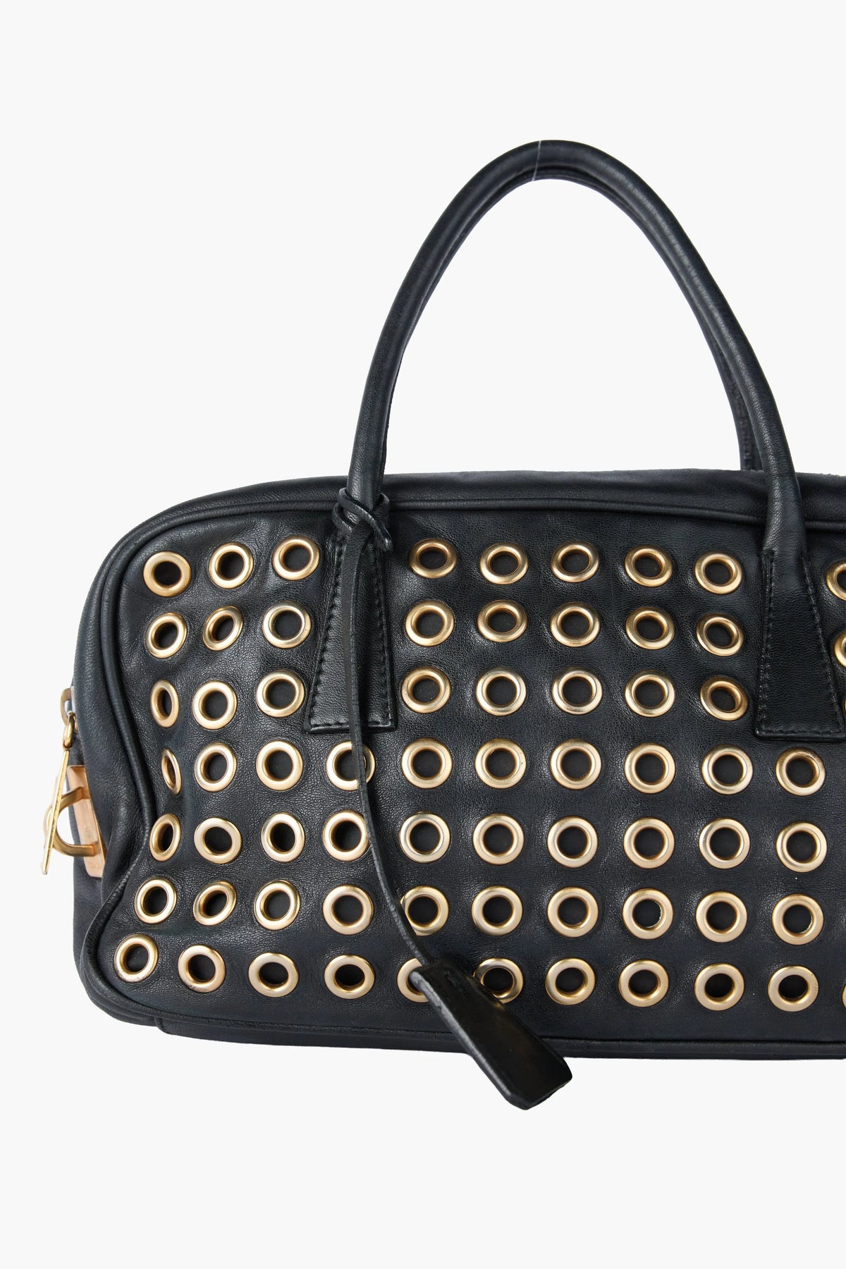Prada Grommet Bauletto Black Bag