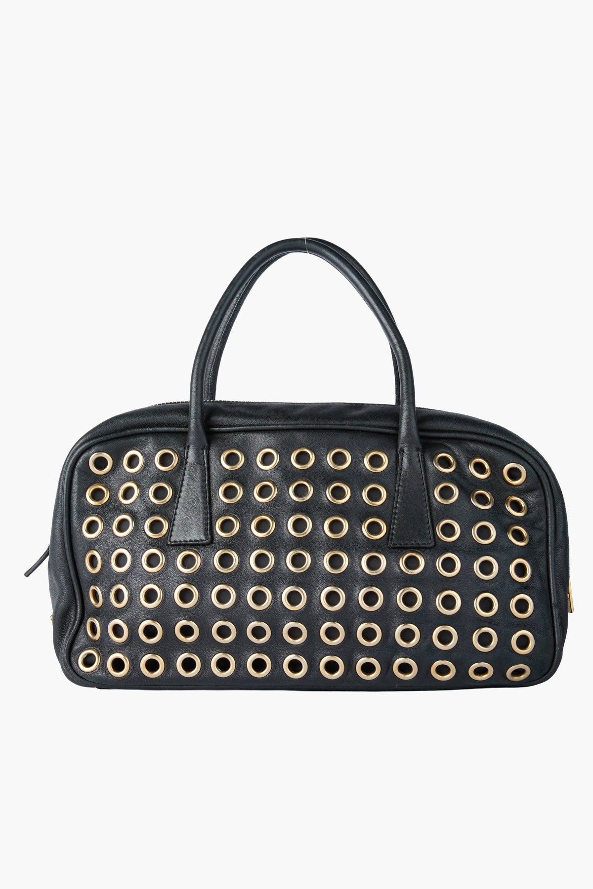 Prada Grommet Bauletto Black Bag