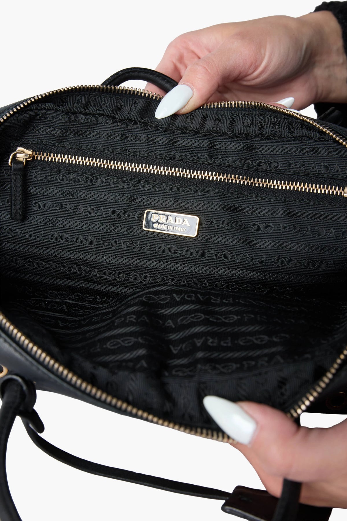 Prada Grommet Bauletto Black Bag