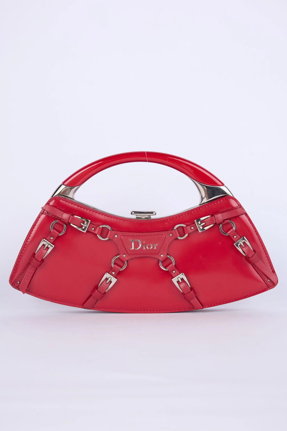RARE DIOR RED BONDAGE CLUTCH