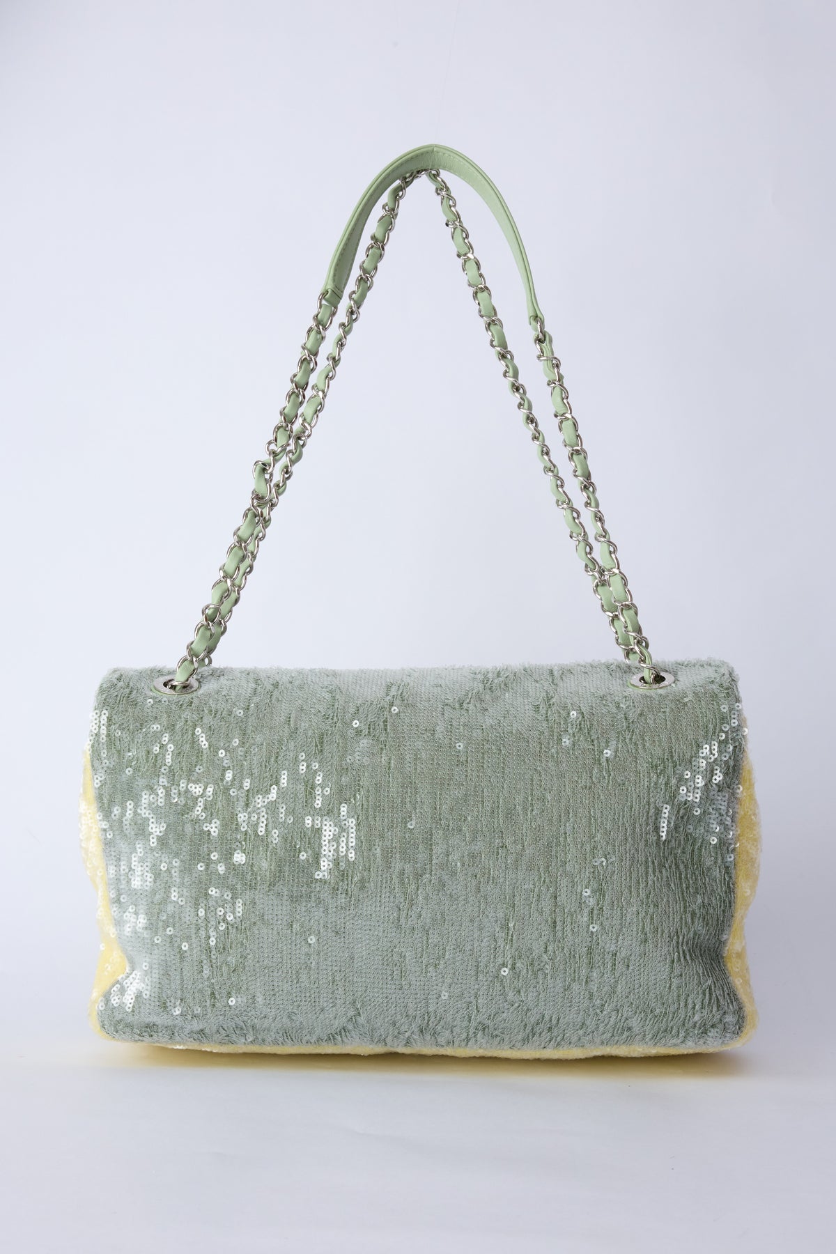 CHANEL GREEN SEQUIN WATERFALL JUMBO FLAP