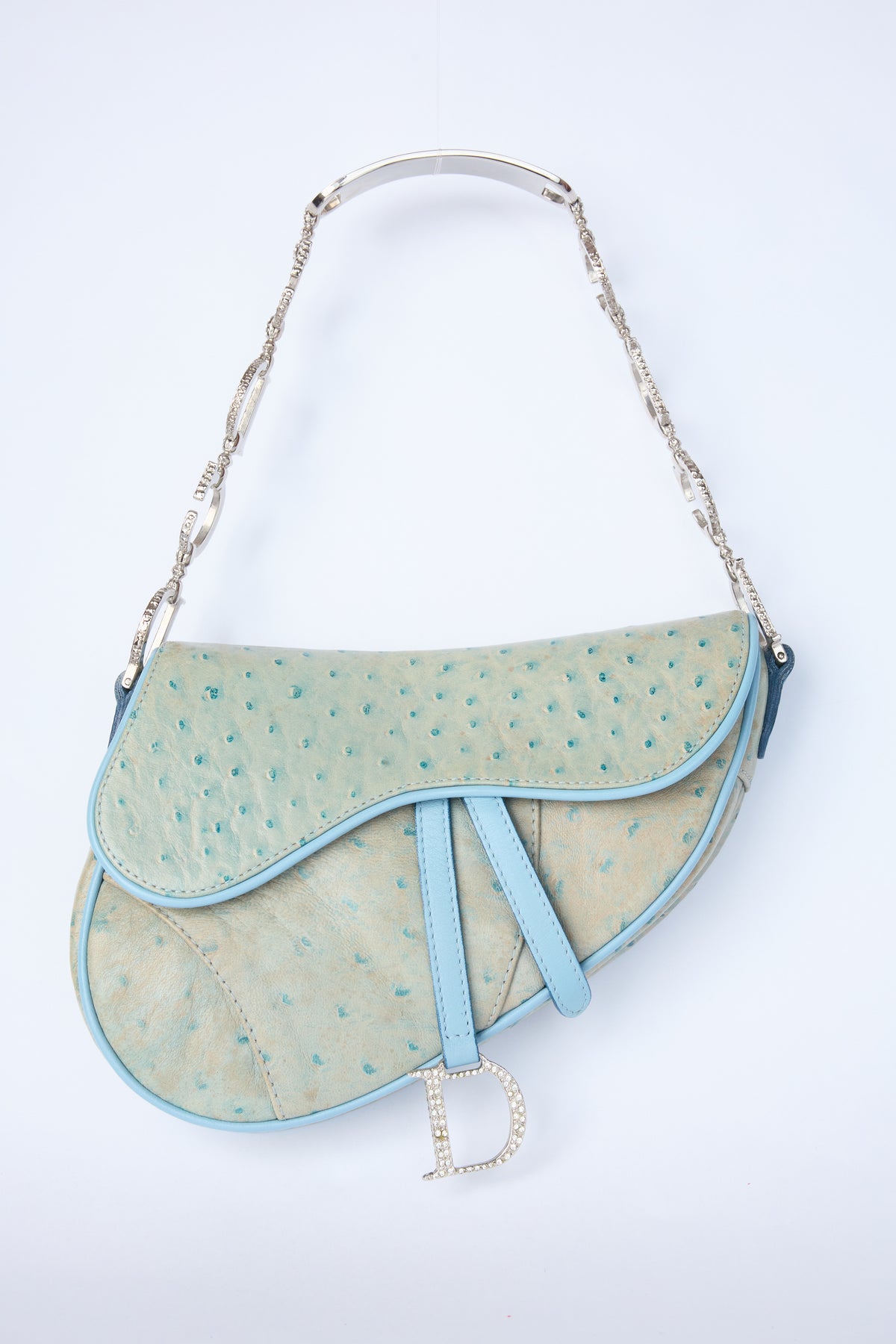 DIOR MINI OSTRICH CRYSTAL SADDLE
