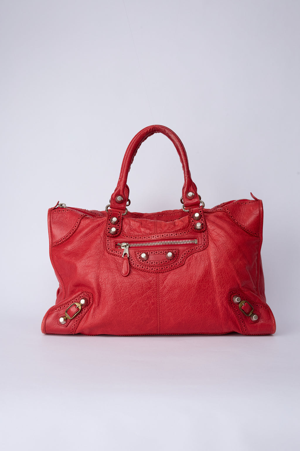 BALENCIAGA RED BROGUES WORK BAG