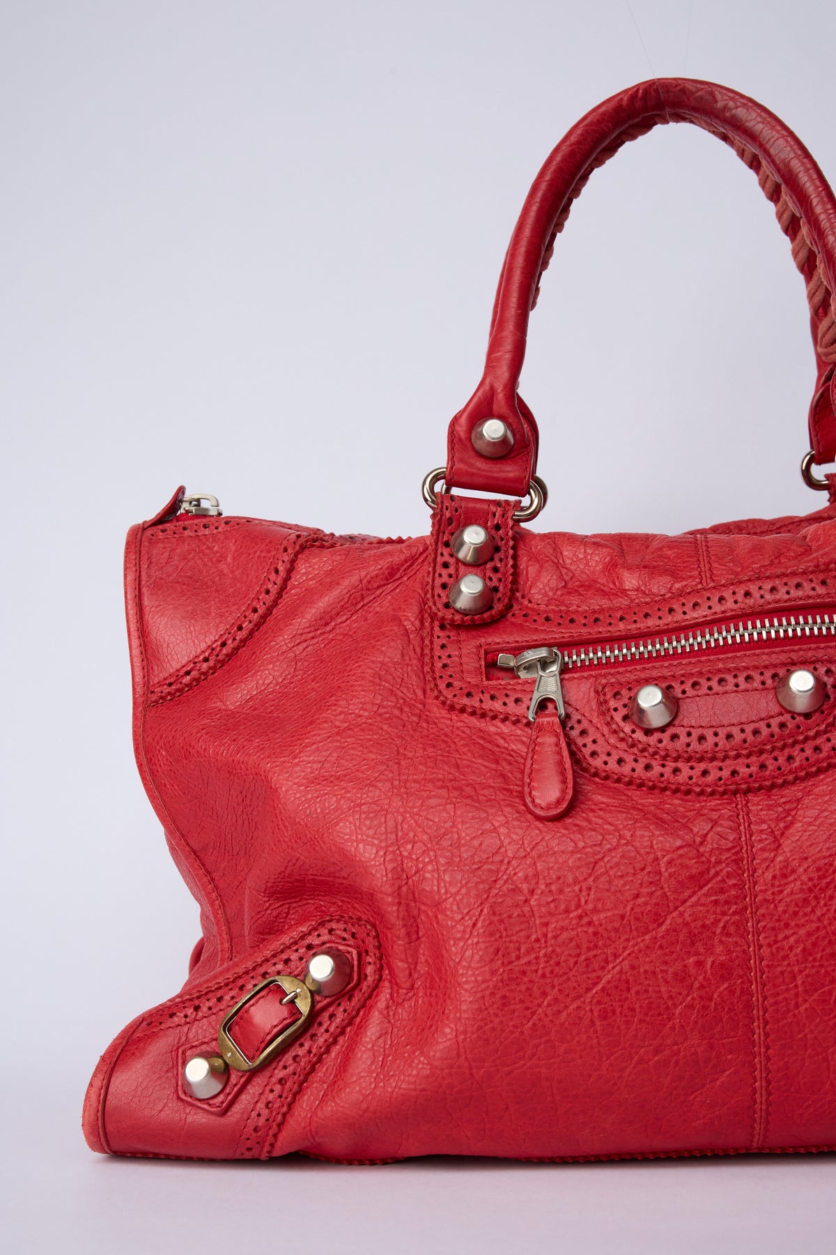 BALENCIAGA RED BROGUES WORK BAG