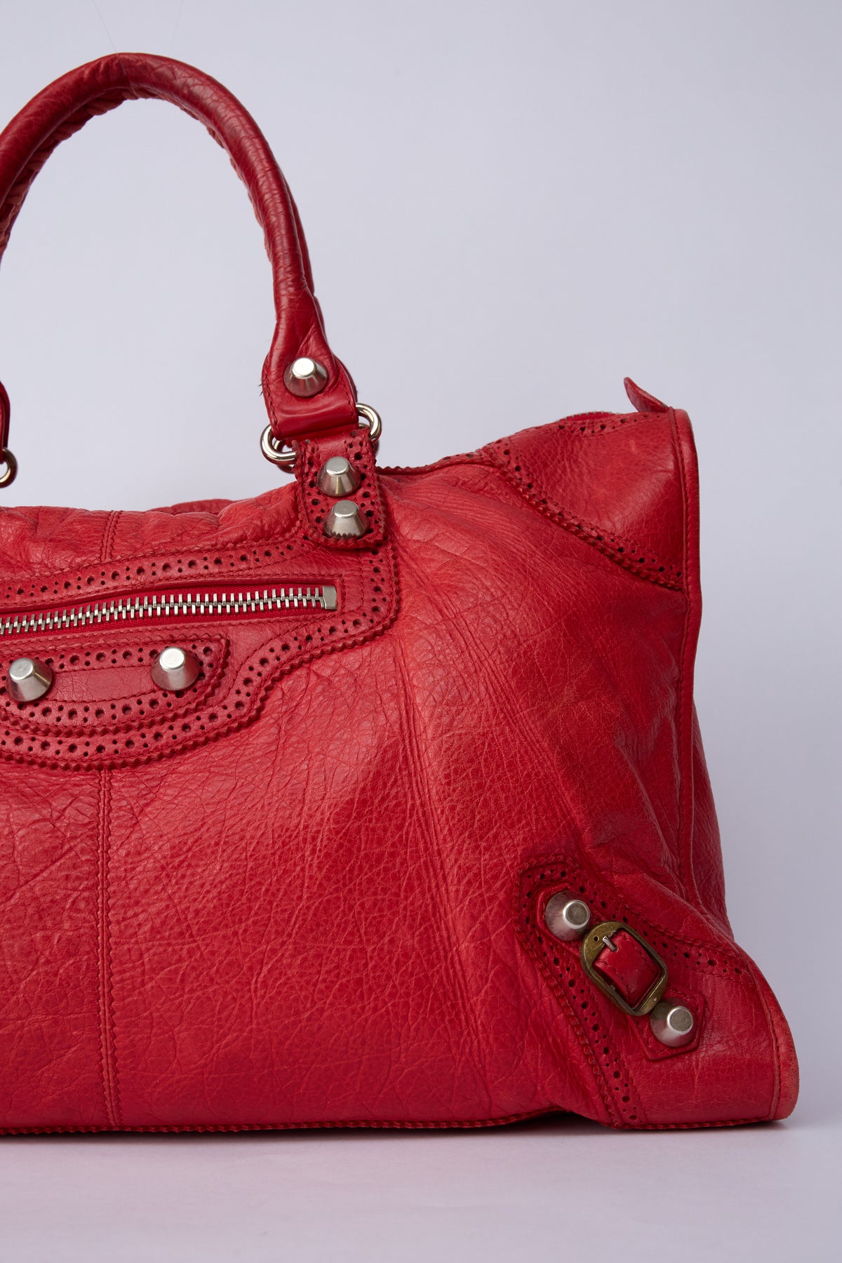 BALENCIAGA RED BROGUES WORK BAG