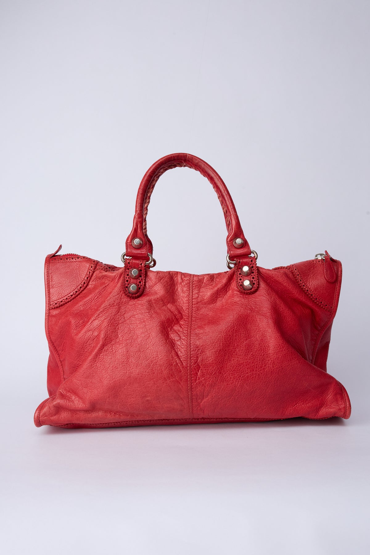 BALENCIAGA RED BROGUES WORK BAG