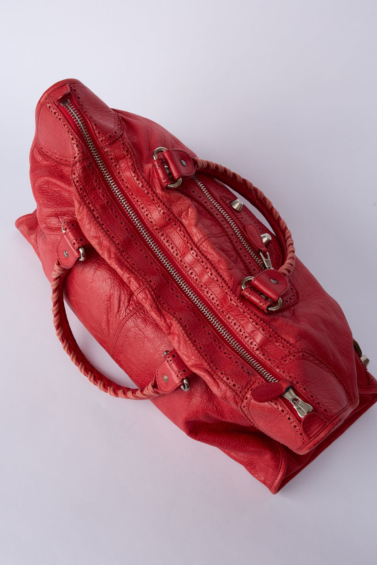 BALENCIAGA RED BROGUES WORK BAG