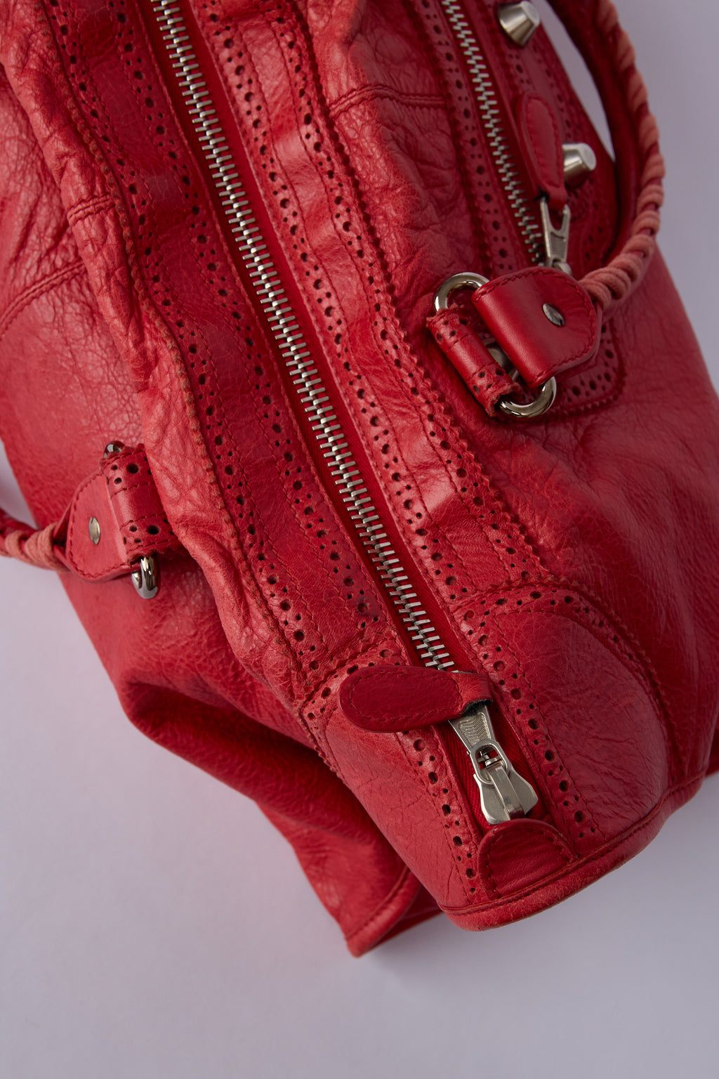 BALENCIAGA RED BROGUES WORK BAG
