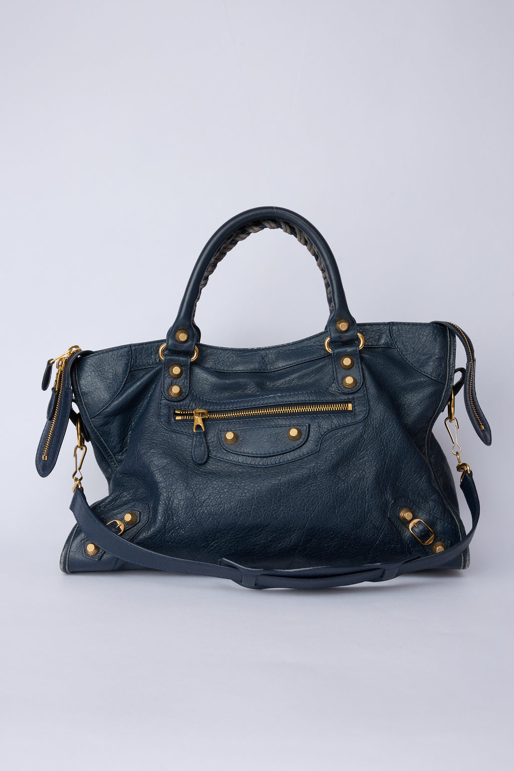 BALENCIAGA NAVY BLUE CITY GOLD HARDWARE